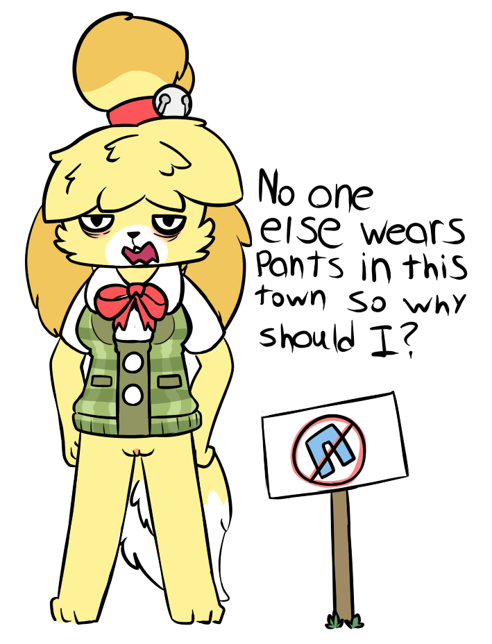 animal_crossing bell bow canine canine female isabelle_(animal_crossing) mammal nintendo piebunny pussy sign tired video_games