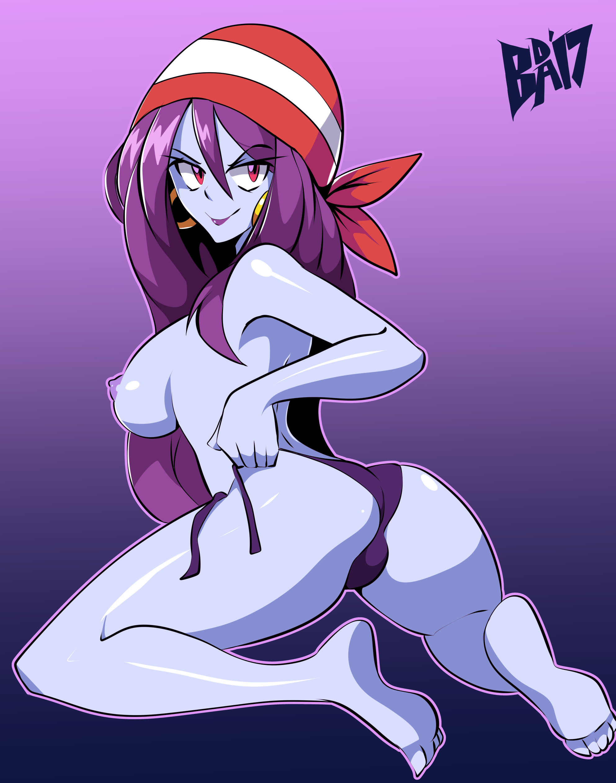 areolae, ass, bigdeadalive, breasts, female, female only, looking at viewer, looking back, nipples, panties, risky boots, shantae, smooth skin, solo