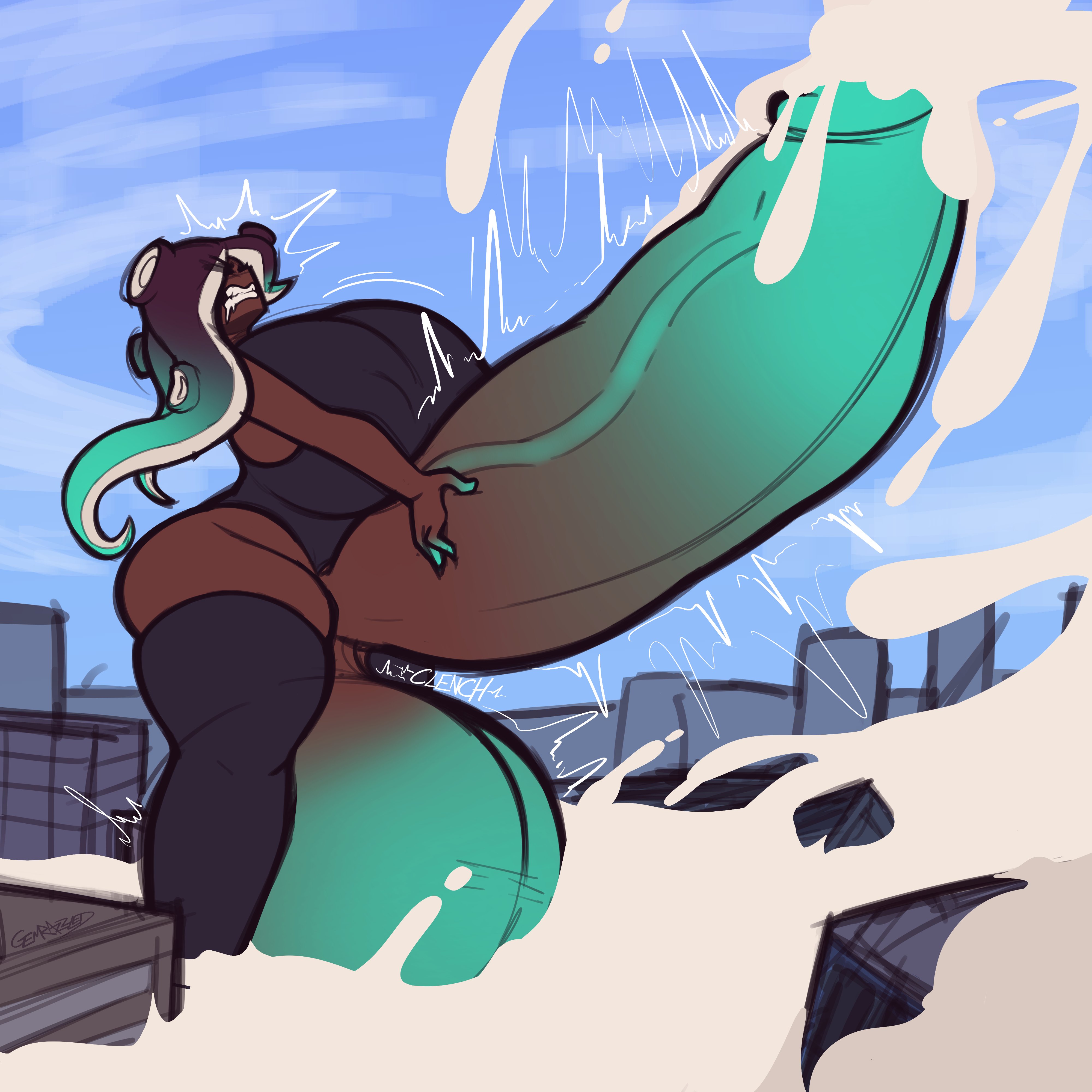 1futa, alternate breast size, alternate version, animal humanoid, arms behind back, balls, ballsack, big areola, big ass, big balls, big breasts, big penis, black skin, brainwashed, breasts, building, buildings, cephalopod, cephalopod humanoid, city, cityscape, cock, commission, cum, cumming, cumshot, dark skin, dark-skinned female, dark-skinned futa, dick, dickgirl, ejaculation, erect penis, erection, eyelashes, fat ass, fat butt, feet, female, female focus, female humanoid, full body, futa giantess, futa only, futanari, gemrazzled, giantess, giantess futa, green balls, green penis, heart-shaped pupils, hi res, hips, huge, huge areolae, huge ass, huge breasts, huge butt, huge cock, huge nipples, humanoid, humanoid feet, humanoid female, humanoid focus, humanoid hands, hyper, hyper balls, hyper breasts, hyper penis, imminent destruction, intersex, jerkingoff, long hair, looking at viewer, macro, marina (splatoon), masturbation, naked, naked female, nintendo, nipples, nude, nude female, nude futa, nudist, octoling, octoling girl, octopus, octopus girl, octopus humanoid, penis, public, public nudity, round ass, round breasts, round butt, side view, sky, smile, smooth balls, smooth penis, solo, solo female, solo focus, solo humanoid, splatoon, splatoon (series), splatoon 2, standing, stroking cock, stroking dick, stroking penis, tagme, tentacle, tentacle hair, thick, thick ass, thick butt, thick thighs, thighs, thin waist