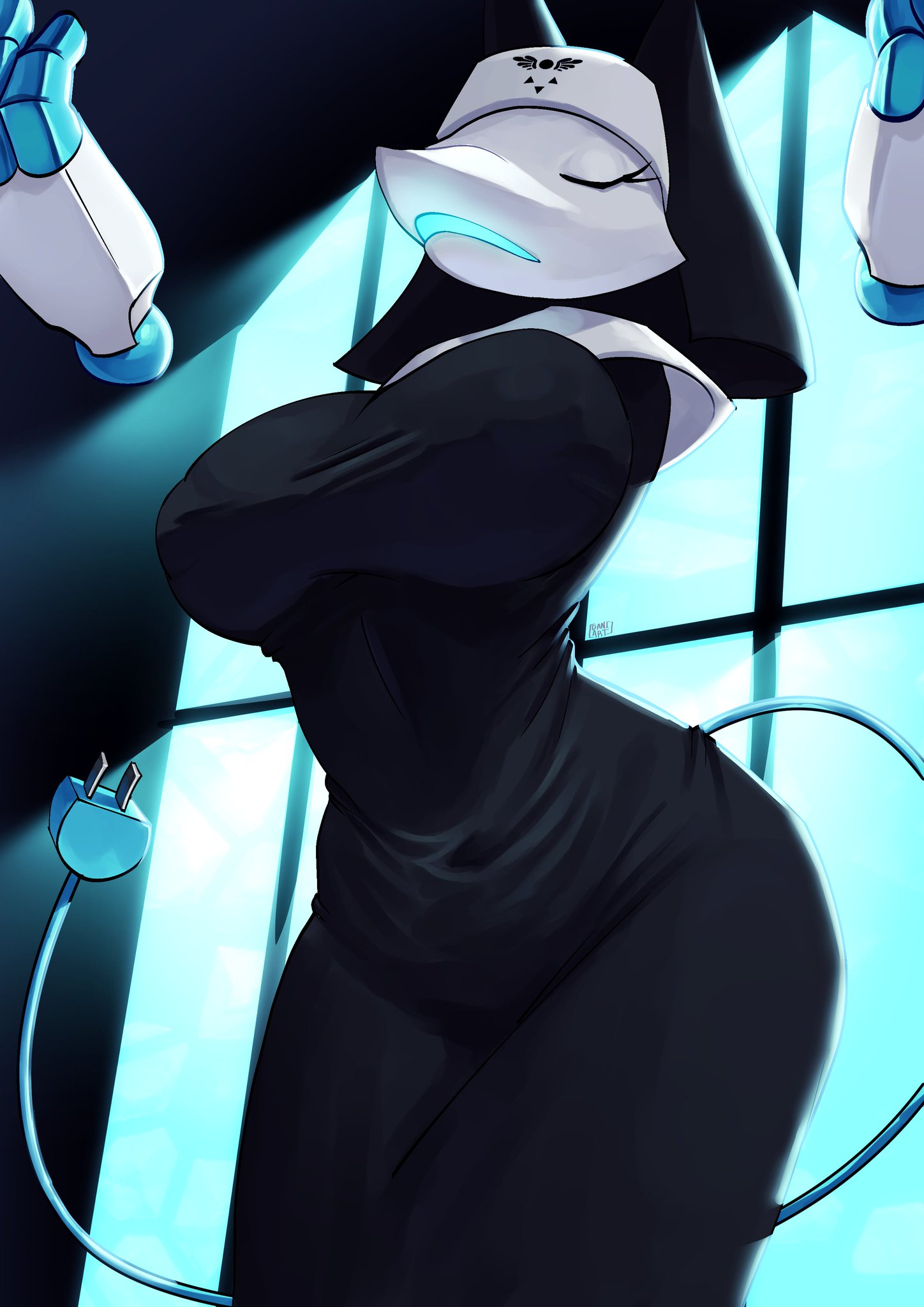 1girl, 1girls, breasts, cat ears, curvy, daniart xd, deltarune, deltarune chapter 5, female, furry, legs, nun, nun outfit, tagme, tasque manager (deltarune), tasque manager (nun), thick thighs, tight clothing, voluptuous, voluptuous female, yellow eyes