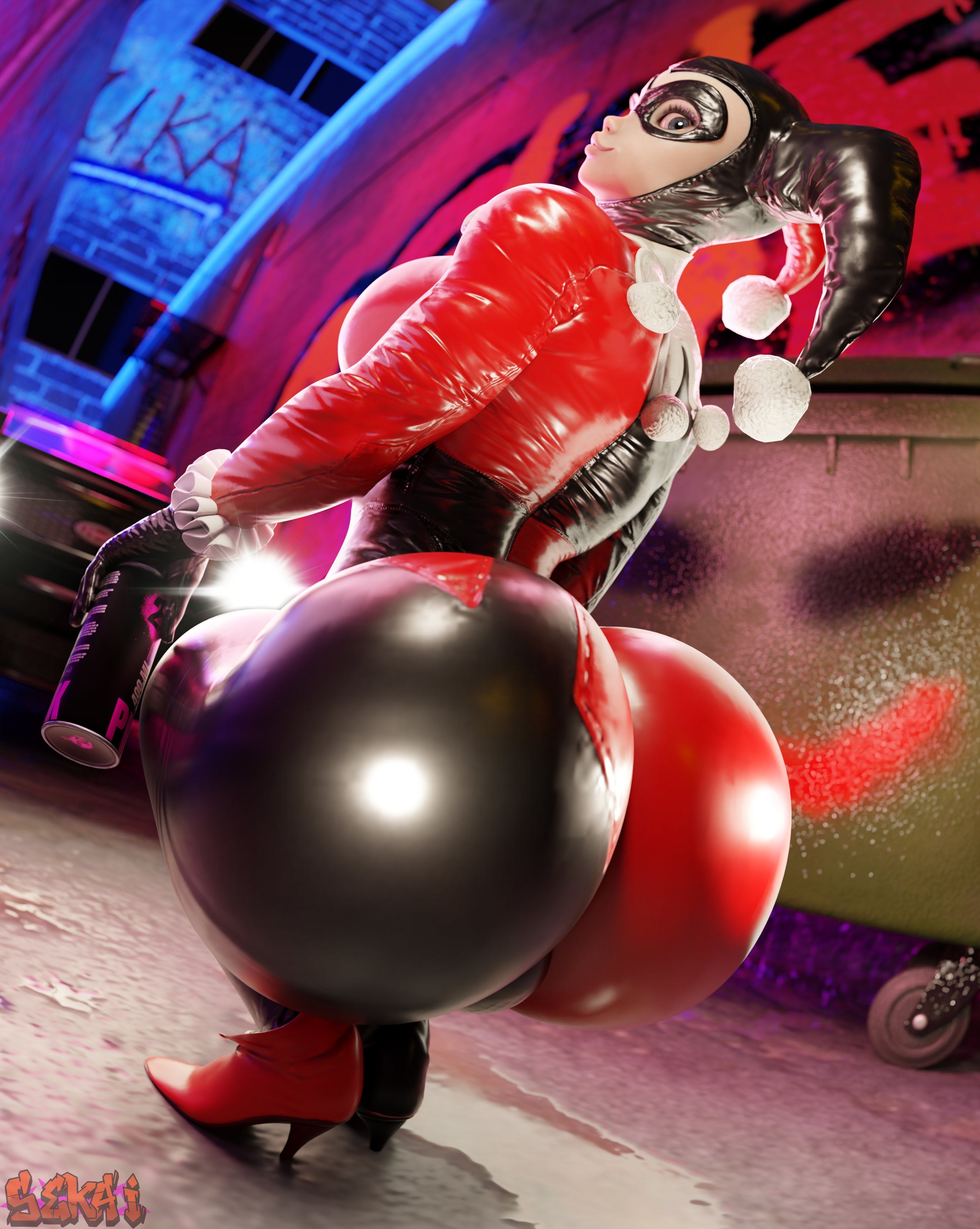 1girls, 3d, 3d (artwork), ass, athletic, athletic female, batman (series), big ass, big breasts, breasts, bubble butt, busty, dc, dc comics, eyes, female, female focus, female only, harley quinn, harley quinn (classic), hips, huge ass, huge breasts, large ass, large breasts, legs, light skin, light-skinned female, lips, sekaithereturn, showing off ass, solo, straight, supervillain, thick, thick legs, thick thighs, thighs, villain, villainess, voluptuous, wide hips