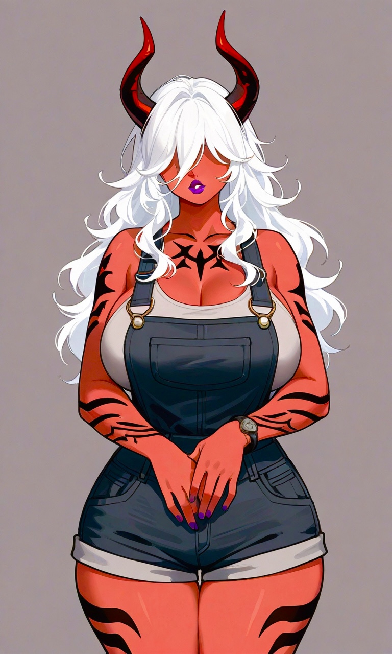 ai_generated demon demon_girl desdemona_(fortnite) fortnite fortnite:_battle_royale horns purple_lipstick red_body white_hair