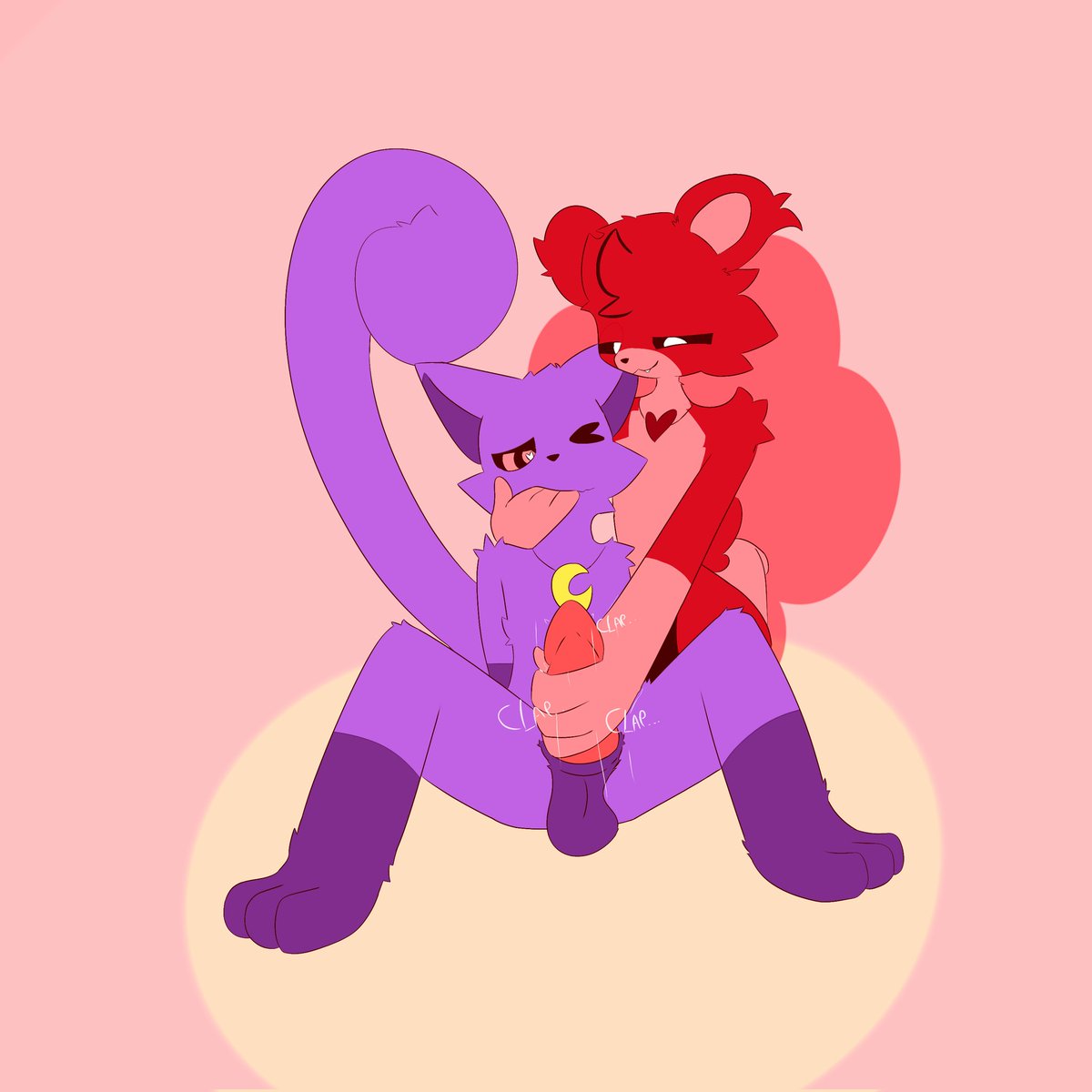 anthro anthro_on_anthro anthro_only bear bobby_bearhug catnap catnap_(poppy_playtime) critters_(poppy_playtime) domestic_cat feline female furronetaartist furry_only no_humans pink_belly poppy_playtime poppy_playtime_(chapter_3) purple_fur purple_skin red_body red_fur red_skin sex smiling_critters tagme