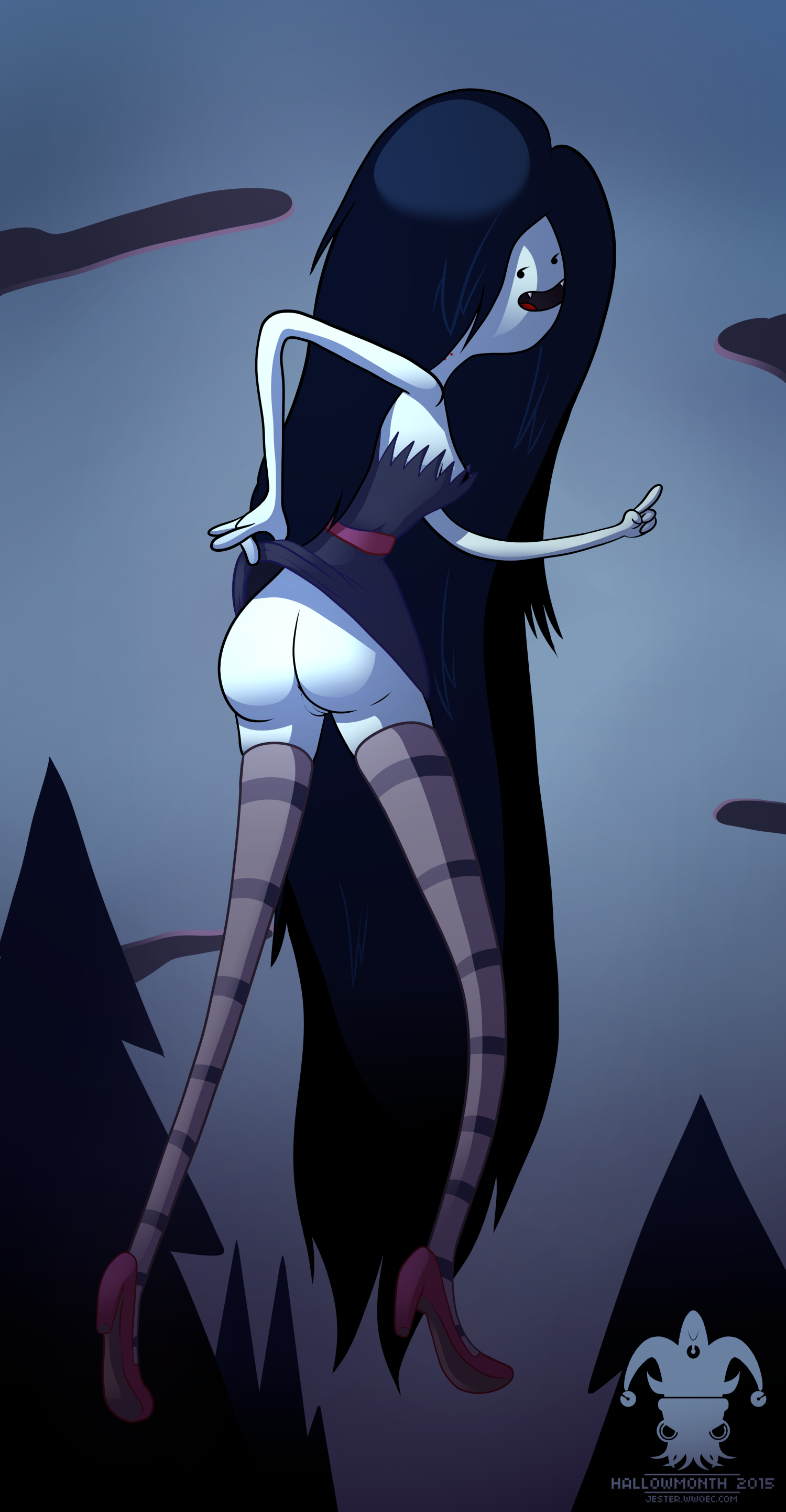1girls, adventure time, ass, blargsnarf, female, marceline, no panties, pussy, solo