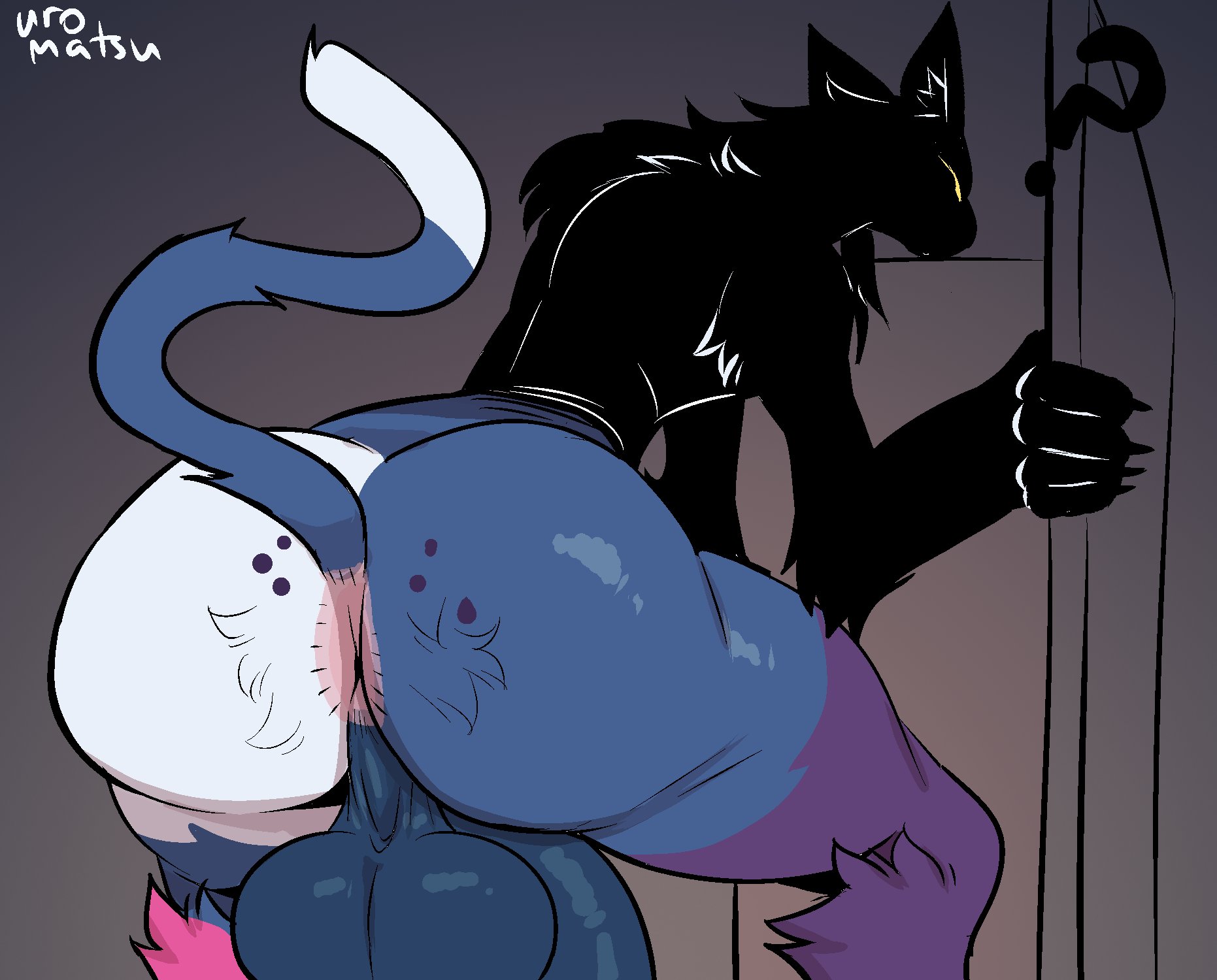 1boy, ass focus, femboy, furry, luca (uromatsu), male, male only, multicolored fur, solo, tagme, uromatsu, wide hips
