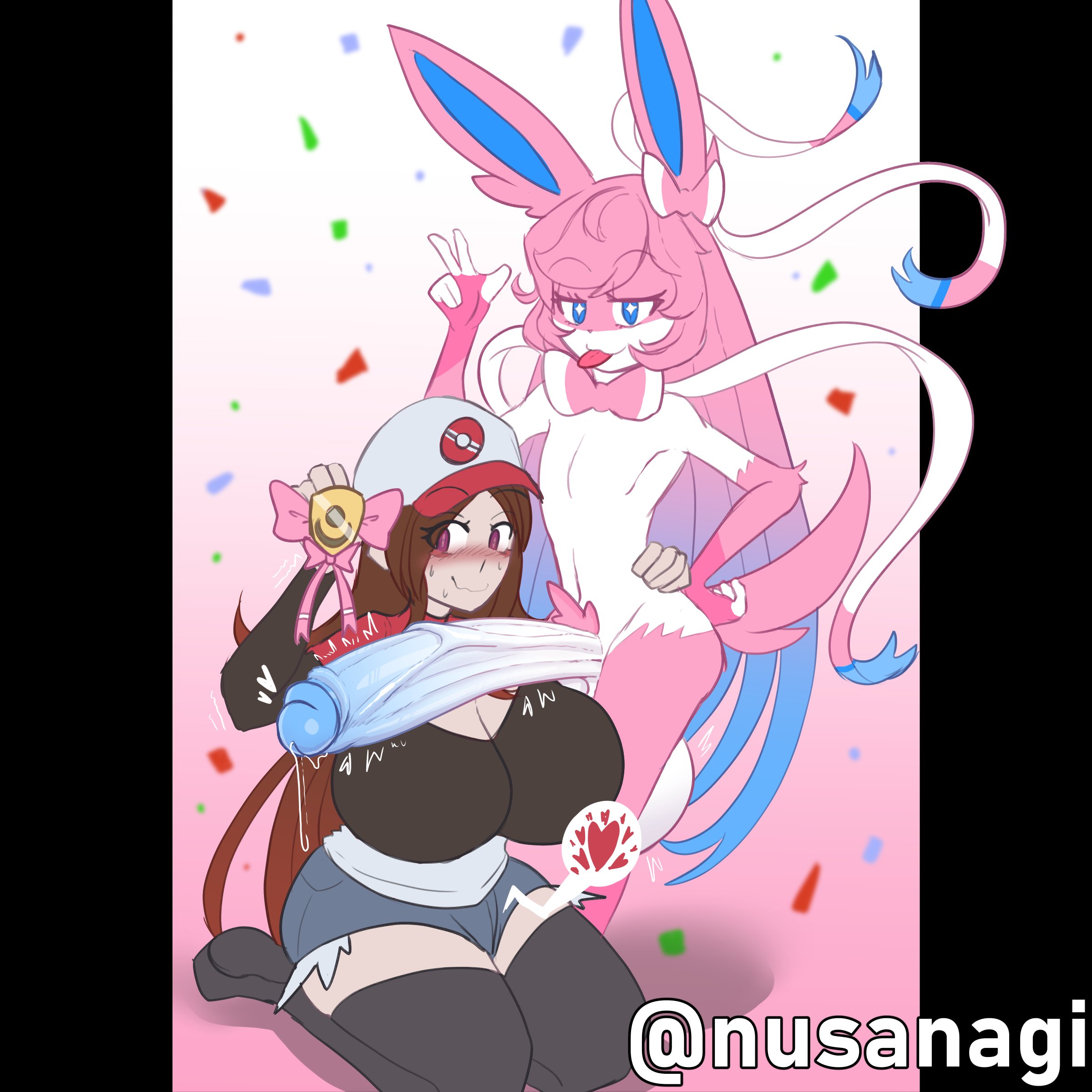 1boy, 1girls, 2024, 2d, 2d (artwork), 2d artwork, anthro, anthro domination, anthro male on human female, anthro on female, anthro on human, artist name, balls, ballsack, bangs, big balls, big breasts, big cock, big ears, big hips, big penis, big testicles, big thighs, black bars, black border, blue eyes, blue hair, blush, blush lines, blushing, breasts, brown hair, bunny, bunny ears, child bearing hips, clothed, clothed female, clothed female nude male, clothing, cock, commission, curvaceous, curvaceous female, curvaceous figure, curvy, curvy body, curvy female, curvy figure, curvy hips, dick, dominant, dominant femboy, dominant male, domination, eeveelution, embarrassed, embarrassed female, female, female human/male anthro, female human/male pokemon, female on anthro, femboy, femboy focus, femboy on female, femboydom, femsub, full body, furry, furry male, genitals, gradient, gradient background, gradient hair, gradient penis, heart, heart symbol, hearts, high heel boots, high heels, hips, huge balls, huge breasts, huge cock, huge penis, huge testicles, human, human female, human on anthro, humanoid, humanoid genitalia, humanoid penis, hyper, hyper balls, hyper penis, interspecies, large balls, large breasts, large cock, large penis, large testicles, large thighs, leggings, legwear, light skin, light-skinned female, long cock, long ears, long hair, long hair female, long hair male, long penis, looking away, male, male anthro, male anthro/female human, male pokemon, male pokemon/female human, male/female, maledom, multicolored body, multicolored fur, multicolored hair, naked, naked anthro, naked femboy, naked male, nervous, nervous smile, nervous sweat, nintendo, nude, nude anthro, nude femboy, nude male, nusanagi, peace sign, penis, pink body, pink fur, pink hair, pink skin, pointy ears, pokémon (species), pokemon, pokemon (species), pokemon domination, pokemon on female, pokemon trainer, pokemon xy, pokephilia, precum, presenting, presenting penis, pubes, pubic hair, purple eyes, rabbit, rabbit ears, ribbon, scrotum, skindentation, slim, slim waist, smooth balls, smooth skin, star eyes, star shaped pupils, stockings, straight, straight femboy, straight hair, submissive, submissive female, sweat, sweatdrop, sweating, swept bangs, sylveon, symbol-shaped pupils, testicles, text, thick, thick hips, thick legs, thick penis, thick thighs, thigh highs, thighhighs, thighs, tongue, tongue out, trap, v, vein, veins, veiny, veiny penis, very long hair, voluptuous, voluptuous female, watermark, white body, white fur, white skin, wide hips