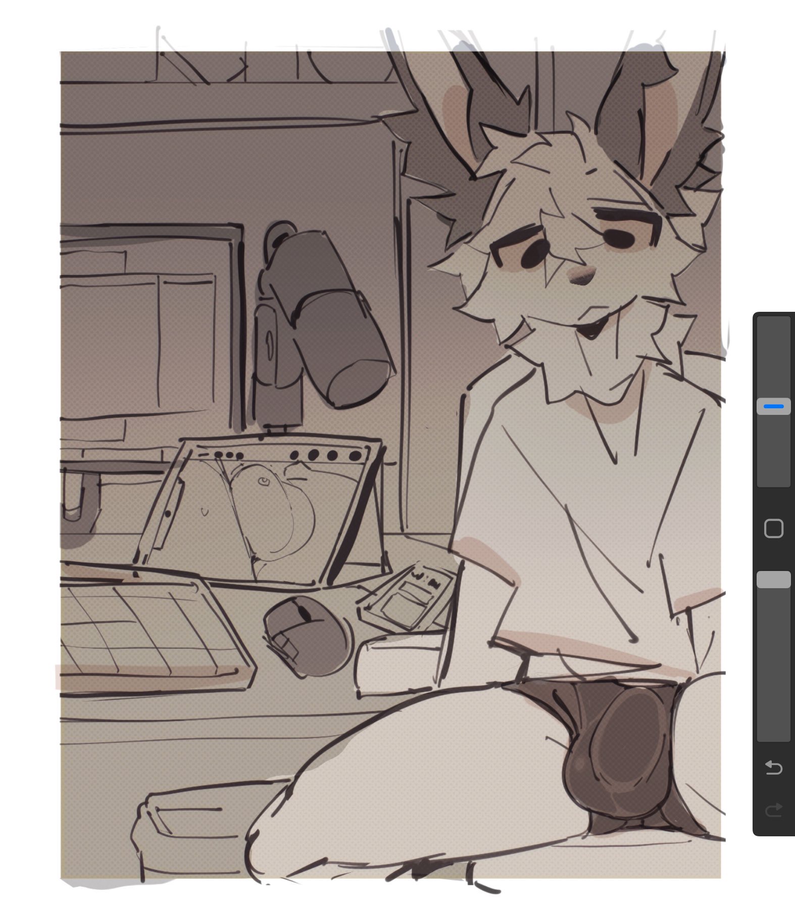 balls, bulge, furry, goobysart, male, nefmau, rabbit, rabbit ears