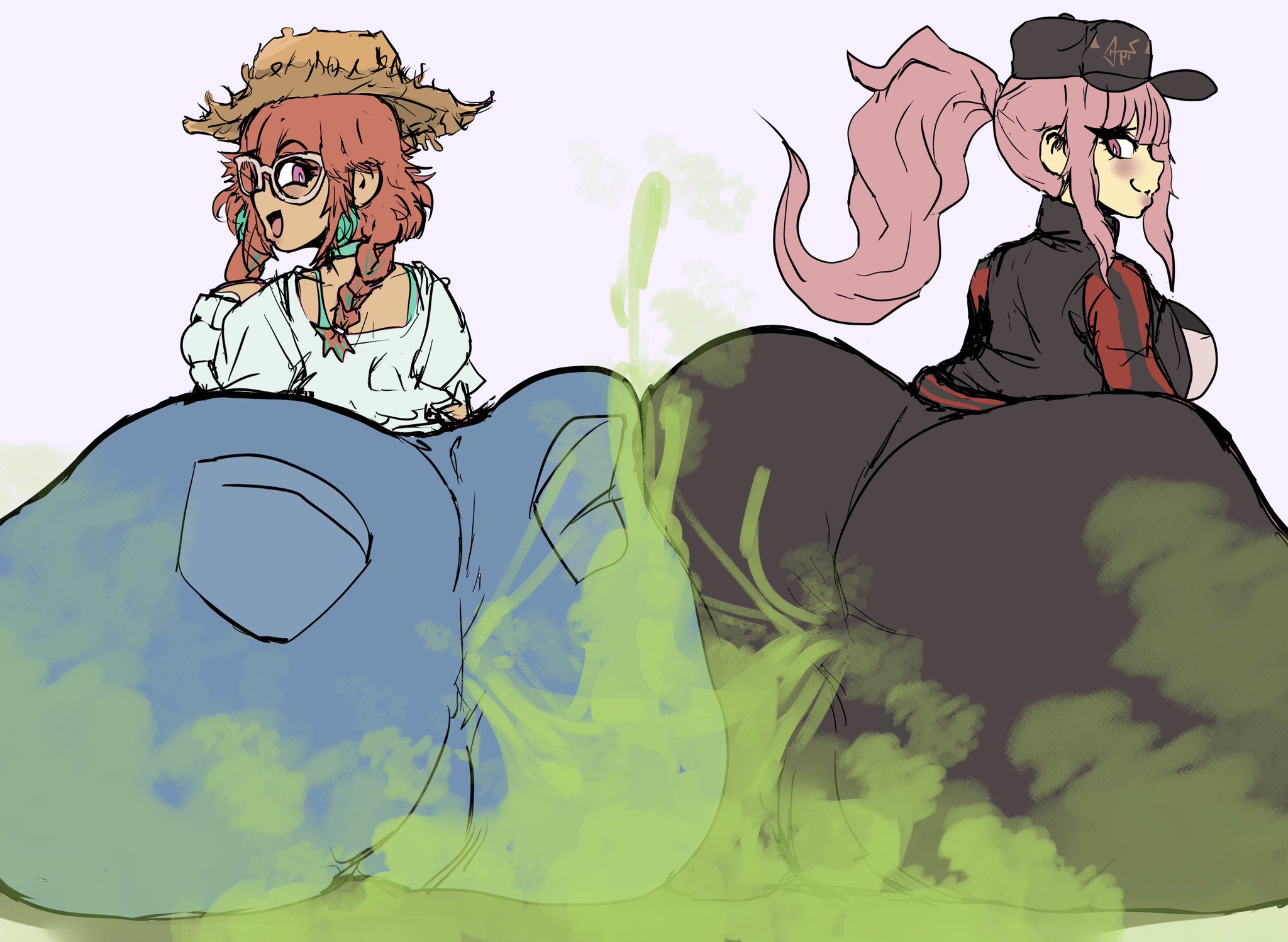 2girls, ass bigger than head, ass focus, ass to ass, big ass, fart, fart cloud, fart fetish, female, hololive, hololive english, huge ass, hyper ass, mori calliope, tagme, takanashi kiara, virtual youtuber