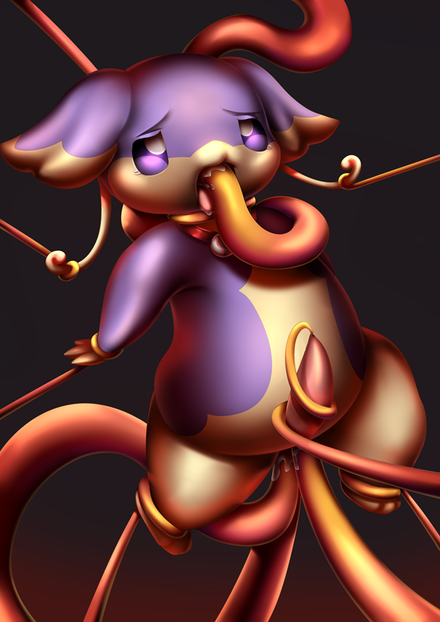 anal anal_sex animal_genitalia audino bondage bound collar cum cum_inside domination erection male male_only nintendo no_humans oral penetration penis pokemon purple_eyes questionable_consent restrained revous spreading submissive sucking suspension tapering_penis tentacle tentacle_fellatio tentacle_sex tongue video_games