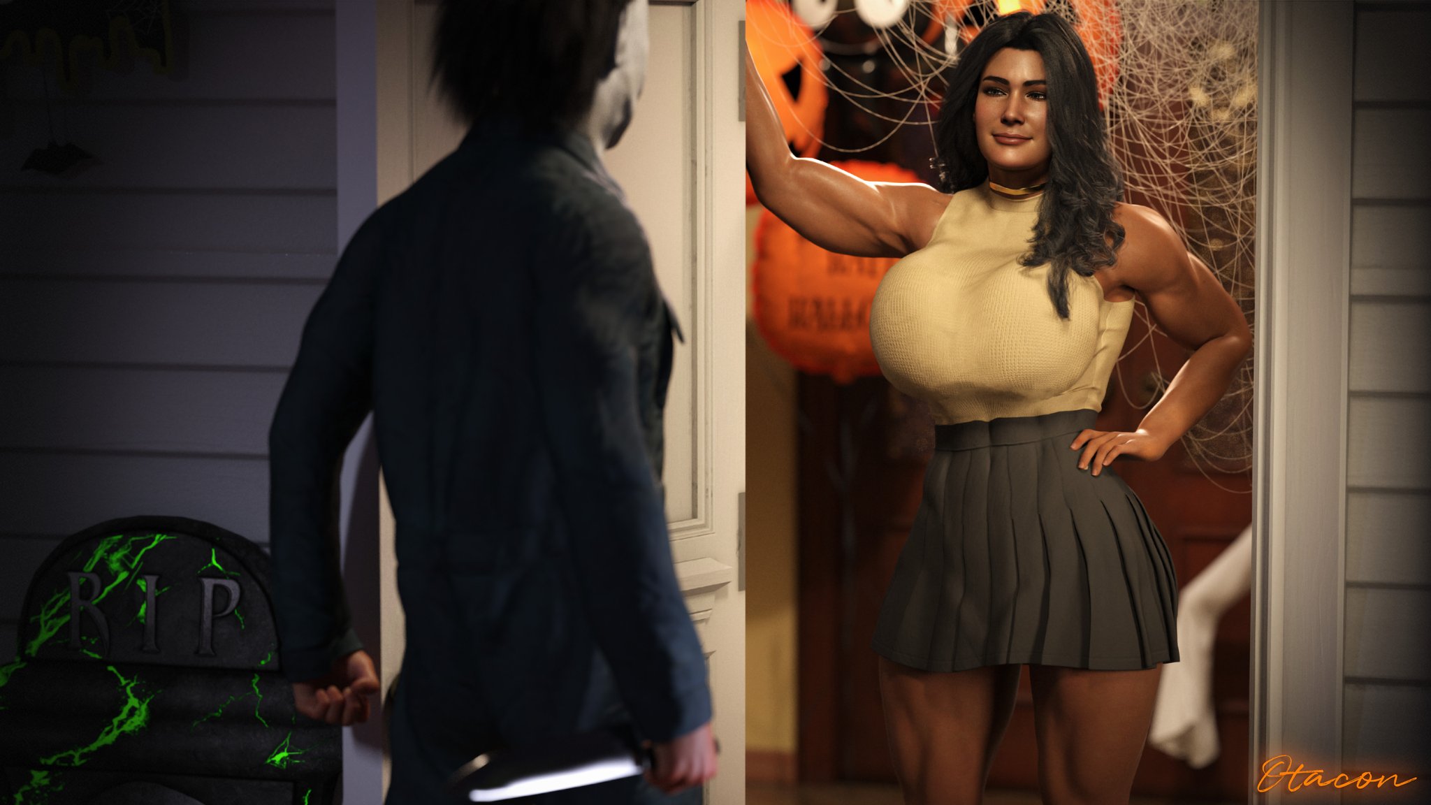 1boy, 1boy1girl, 1girls, 3d, amazon, ass, big ass, big breasts, big thighs, breasts, curvaceous, curvy, curvy figure, dc, dc comics, diana of themyscira, diana prince, female, halloween, halloween (series), hips, hourglass figure, huge ass, huge breasts, huge thighs, injustice 2, large ass, large breasts, large thighs, legs, light skin, light-skinned female, male, male/female, mature, mature female, mature male, michael myers, olive skin, otacon212, secret identity, slim waist, straight, thick, thick hips, thick legs, thick thighs, thighs, unseen male face, voluptuous, waist, wide hips, wide thighs, wonder woman, wonder woman (injustice), wonder woman (series)