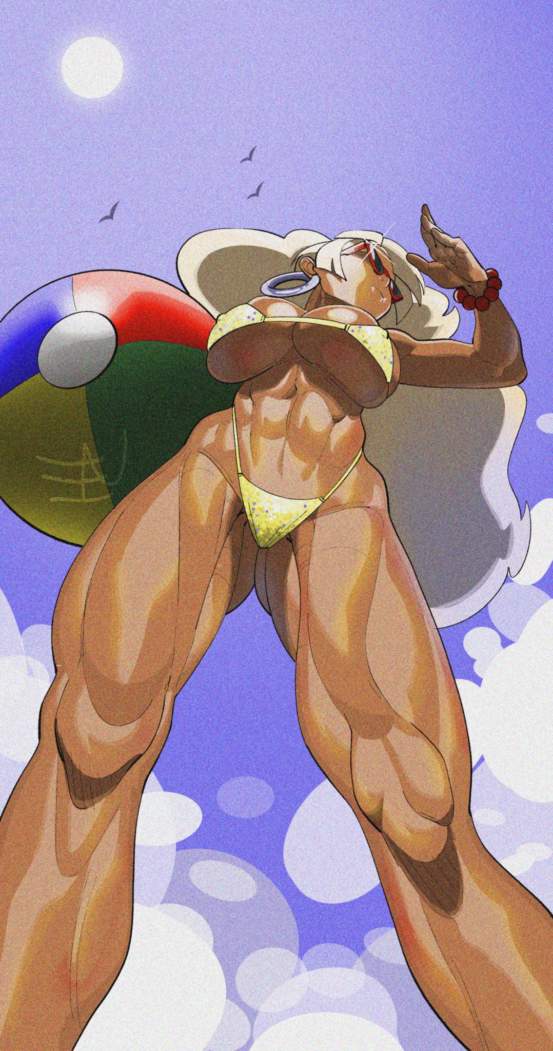 1girls, adult, adult female, aged up, art trade, beach ball, big breasts, big hair, bigdad, bikini, bikini bottom, bikini top, blonde hair, blunt bangs, bouffant, bouffant hair, breasts, color, darnact, disney, earrings, enjoying, female, female focus, female only, full body, gravity falls, huge breasts, light skin, light-skinned female, long hair, long legs, low-angle view, muscle mommy, muscles, muscular, muscular female, muscular legs, muscular thighs, pacifica northwest, redflag98, solo, solo female, straight, sunglasses, swimsuit, swimwear, tan body, tan-skinned female, tanline, tanlines, tanned, tanned female, tanned skin, tease, teasing, teasing viewer, thick thighs, thin waist, toned, toned belly, toned body, toned female, toned legs, toned stomach, very long hair