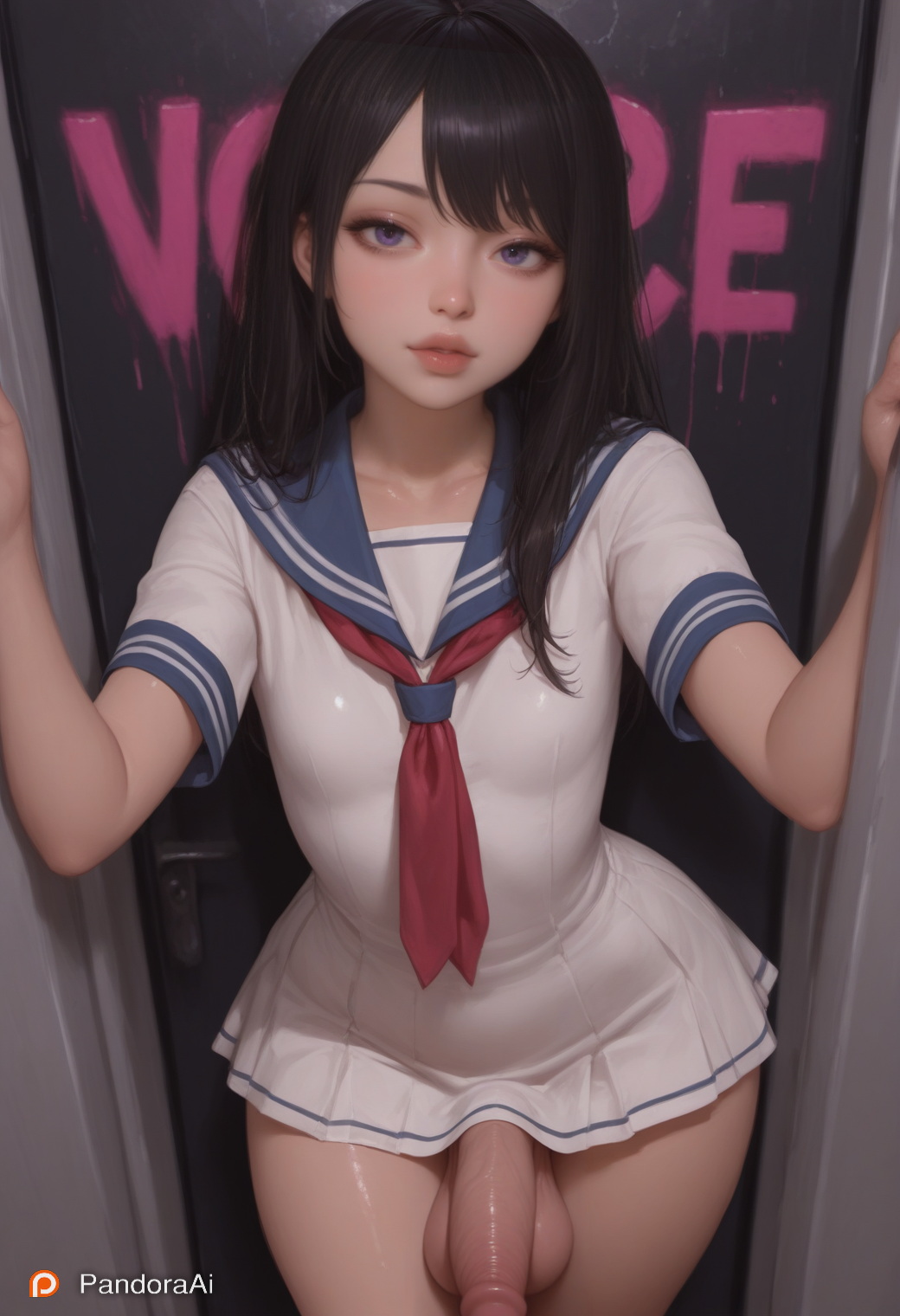 1boy, 1femboy, ai generated, artist name, artist upload, balls, big balls, big cock, big hips, big penis, big testicles, black hair, boy, breasts, club, curvy, curvy figure, cute, cute expression, cute eyes, cute face, cute male, exposed, exposed penis, femboy, fit, flaccid penis, flashing, flashing penis, flat chest, flat chested, graffiti, graffiti on wall, half-closed eyes, half-erect, hi res, huge balls, huge cock, huge hips, huge penis, huge testicles, lips, lipstick, long hair, looking at viewer, low-angle view, makeup, male, male only, miniskirt, more at source, narrow shoulders, narrow waist, neon lights, no panties, pale, pale body, pale skin, pale-skinned femboy, pale-skinned male, pandora, patreon, penis, penis worship, puffy lips, restroom, saggy balls, school uniform, schoolgirl uniform, seductive, seductive look, skinny, skirt, slim waist, small breasts, smooth balls, smooth penis, smooth skin, solo, tagme, testicles, thick balls, thick cock, thick hips, thick penis, thick thighs, trap, uncensored, waist belt, white skin