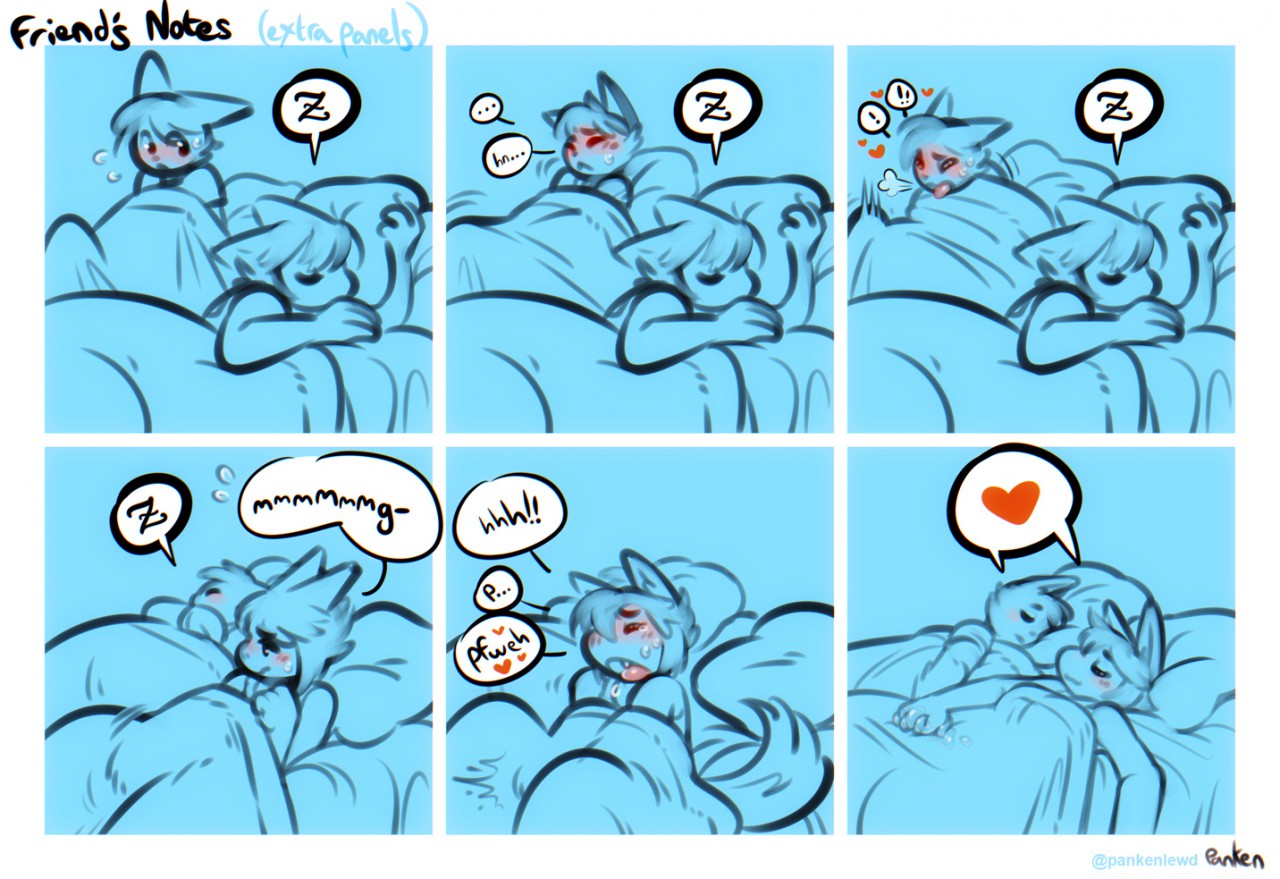 <3, 1boy, 1boy1girl, 1girls, anthro, anthro on anthro, asleep, bed, comic, couple, cumming, female, friends, holding hands, in bed, male, masturbation, no visible genitalia, onomatopoeia, orgasm, panken, sleeping, sleeping together, somnophilia, tagme, under covers, wholesome