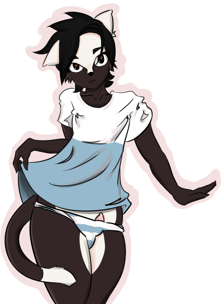 <3_eyes anthro brown_eyes cheek_tuft clothing feline girly heart jenny male mammal pajamas panties penis tuft underwear