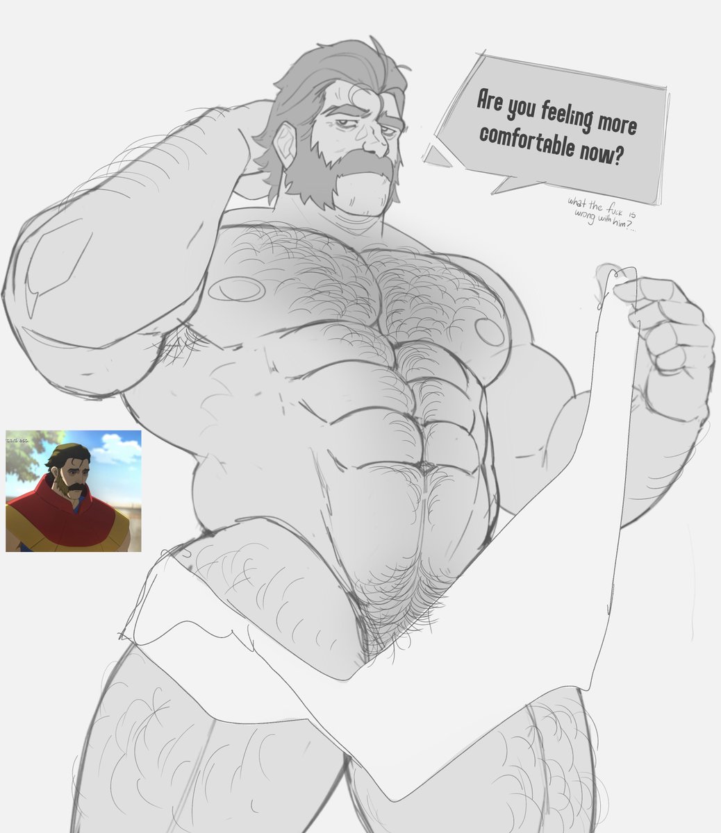 bara, beard, chest hair, daddy, dilf, dispatch (game), drawreshi, hairy, hairy chest, male, male only, muscular, muscular male, no visible genitalia, phenomaman, solo