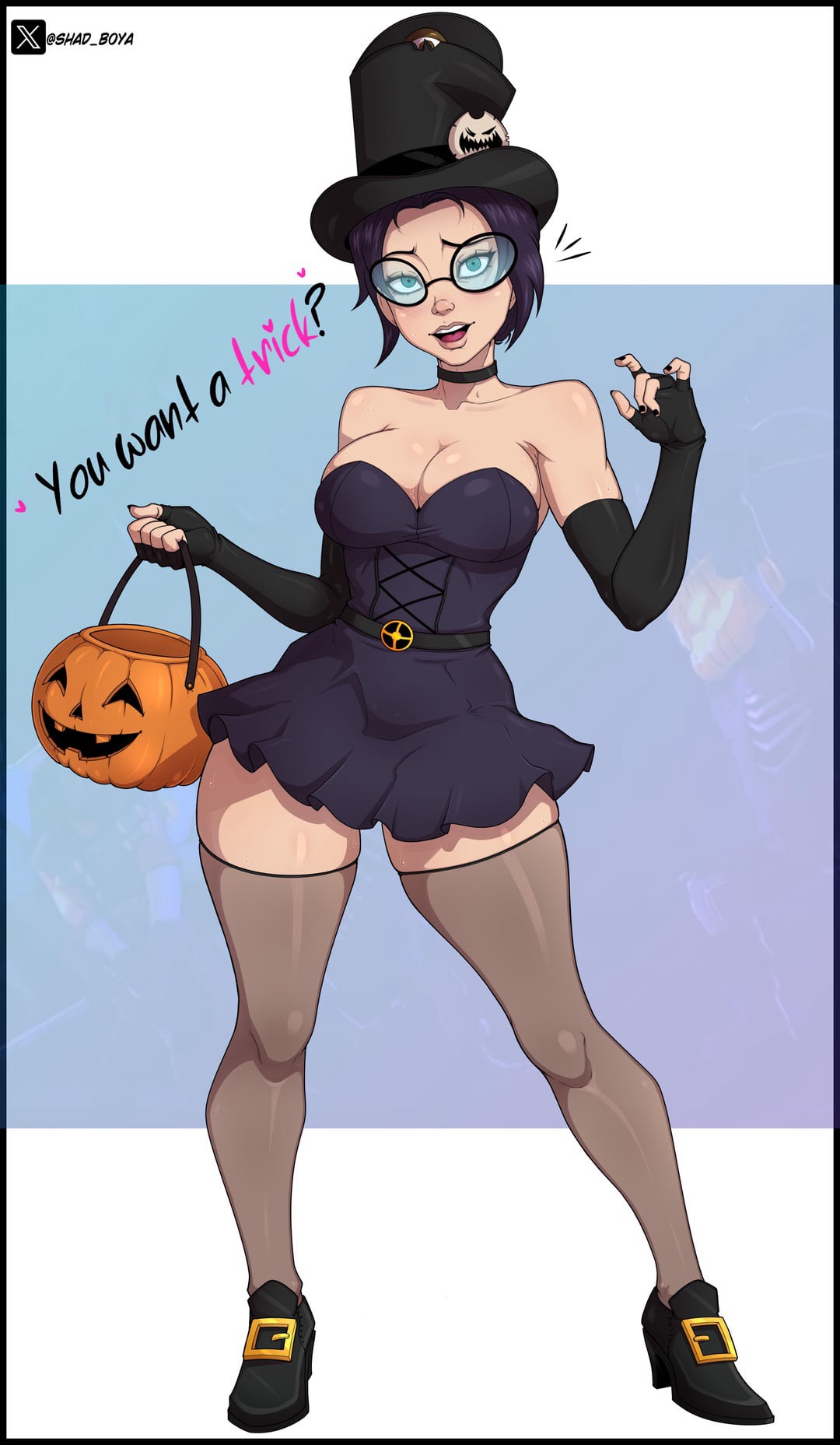 female, glasses, halloween, miss pauling, shadboy, shadboya, solo female, team fortress 2, thighhighs