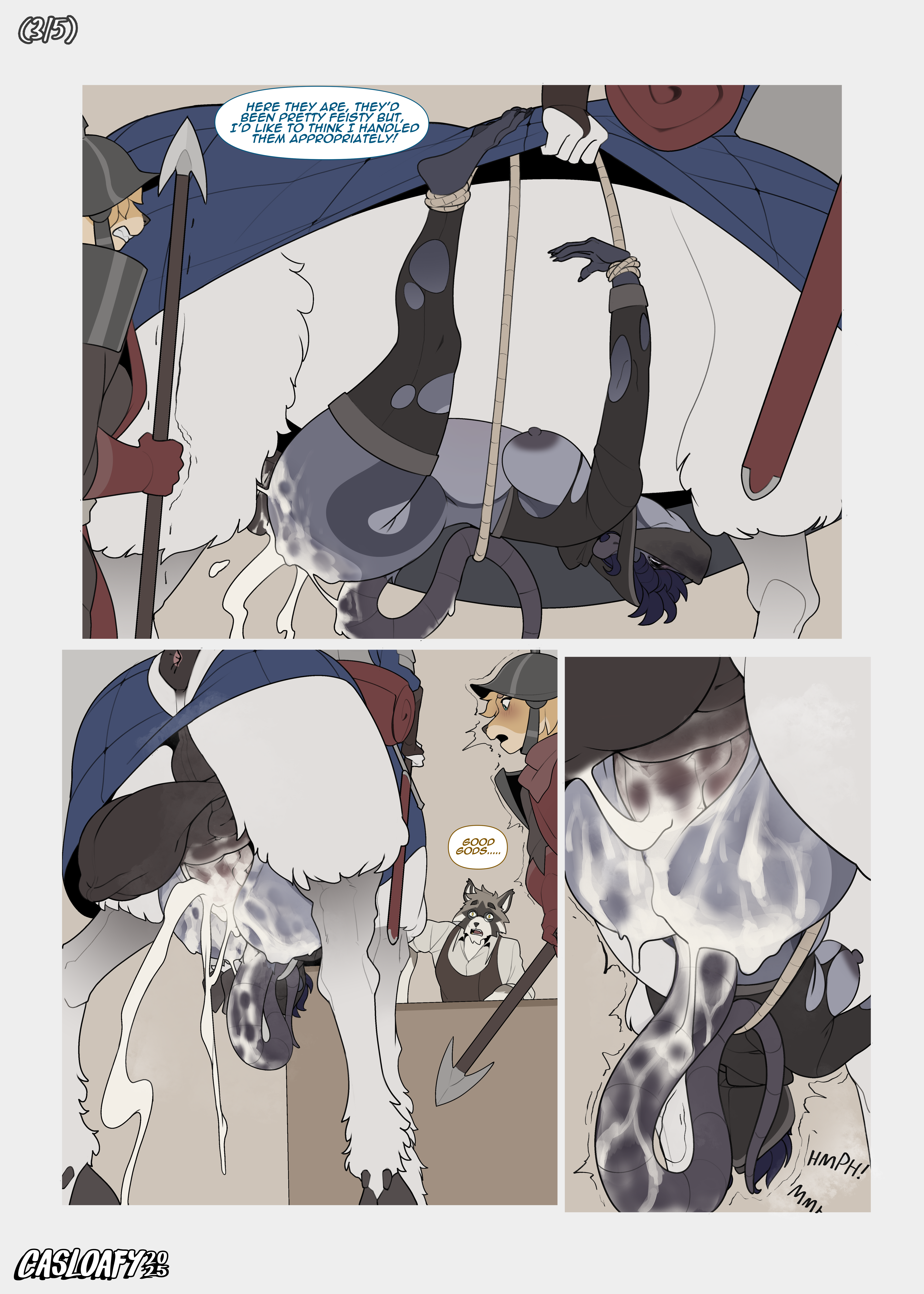absurd res, animal genitalia, animal penis, anthro, anus, areola, armor, ass, balls, belly riding, biped, bodily fluids, bondage, bottomless, bottomwear, bound, breasts, casloafy, centaur, clothed, clothing, clothing lift, cum, cum inside, cumflation, dialogue, equid, equid taur, equine, equine genitalia, equine penis, european mythology, female, female penetrated, fur, futa on female, futanari, genital fluids, genitals, greek mythology, headgear, helmet, hi res, holding breast, humanoid taur, inflation, intersex, intersex/female, larger male, male, male penetrating, male/female, mammal, mammal taur, mythology, nipples, penetration, penile, penile penetration, penis, rodent, sex, side view, size difference, skirt, skirt lift, smaller female, speech bubble, taur, text, thick thighs, white body