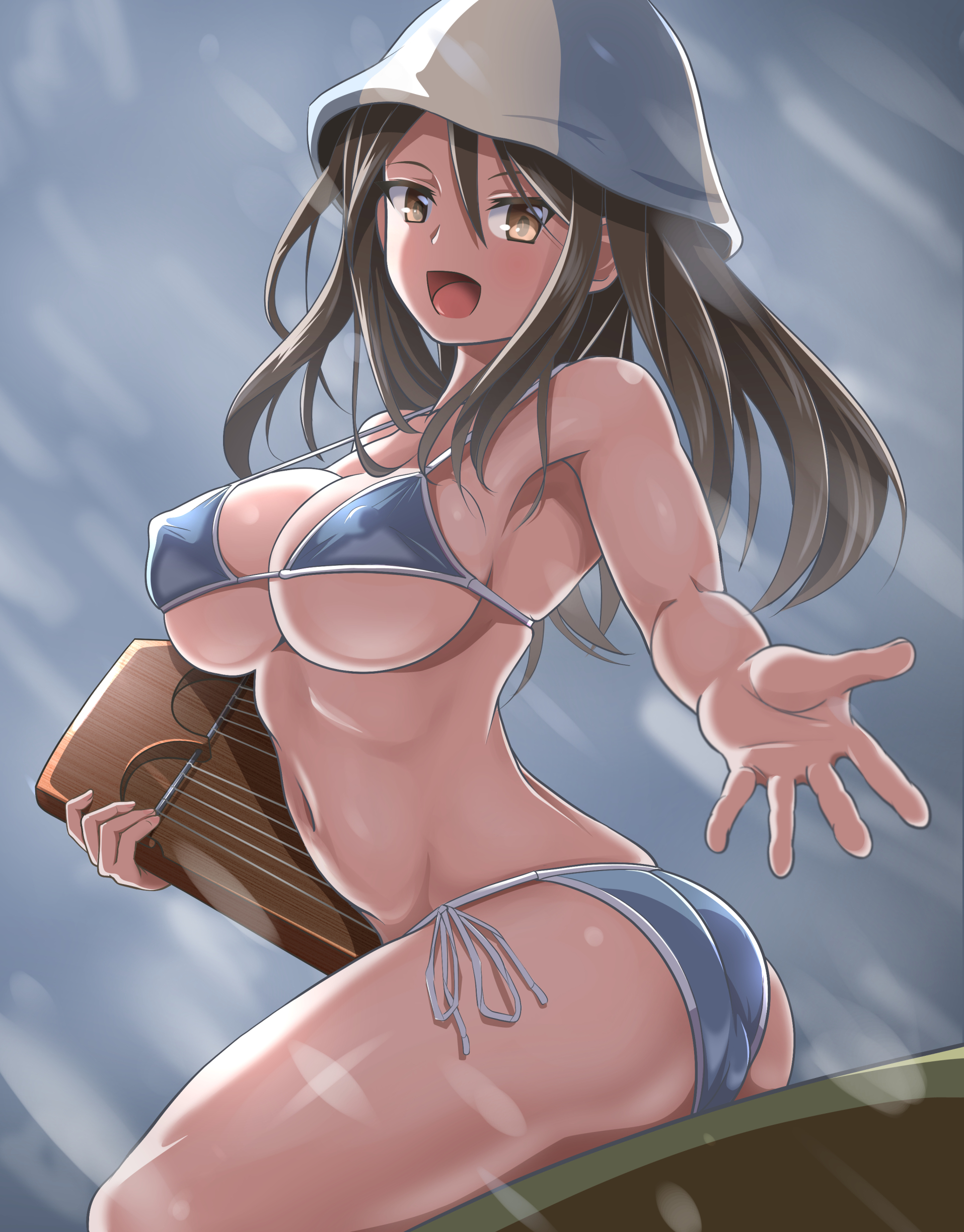 ass, big breasts, bikini, breasts, cleavage, female, female only, girls und panzer, large breasts, looking at viewer, mika (girls und panzer), sekai saisoku no panda, solo