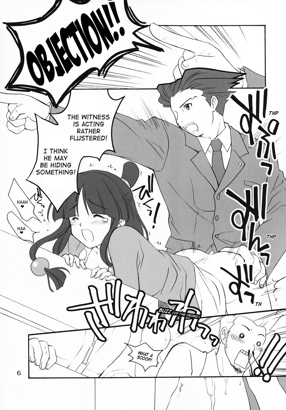 black_and_white comic gyakuten_saiban larry_butz maya_fey naruhodou_ryuuichi