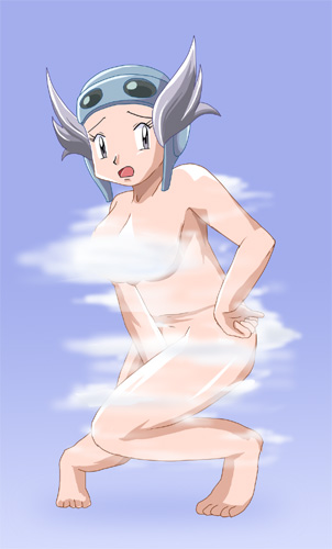 00s 1girls artist_request barefoot breasts censored color female female_only gym_leader helmet human human_only light-skinned_female light_skin long_hair nintendo nude open_mouth pokemon pokemon_rse ponytail purple_hair solo steam winona_(pokemon) winona_(pokemon_rse)