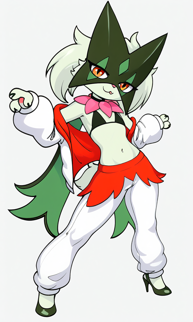 ai_assisted ai_generated anthro crossdressing feline feline_humanoid femboy furry furry_femboy furry_male furry_only meowscarada pokemon scara_the_meowscarada