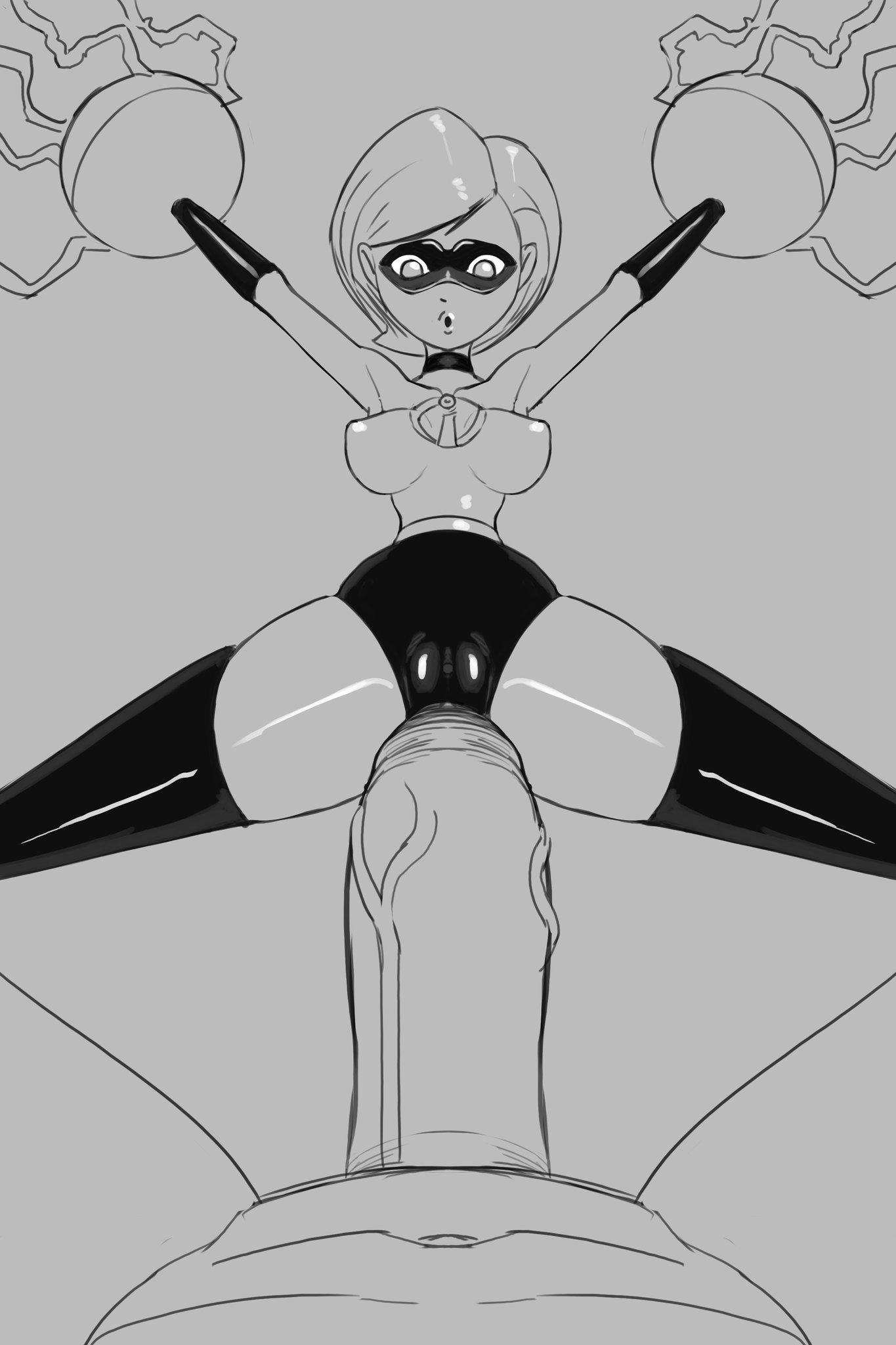 1girls, anythinggoes, ass, big cock, big penis, bodysuit, breasts, clothed female nude male, clothing, curious, disney, elastigirl, exposed pussy, face mask, female, helen parr, high boots, imminent orgasm, imminent penetration, imminent rape, imminent sex, latex, long hair, looking at penis, male, moaning, moaning in pleasure, penis, pixar, pussy, pussy visible through clothes, restrained, restraints, sphere bondage, the incredibles, until he gives up, until it snaps, until they cum, until they like it, until thicc, x restrained