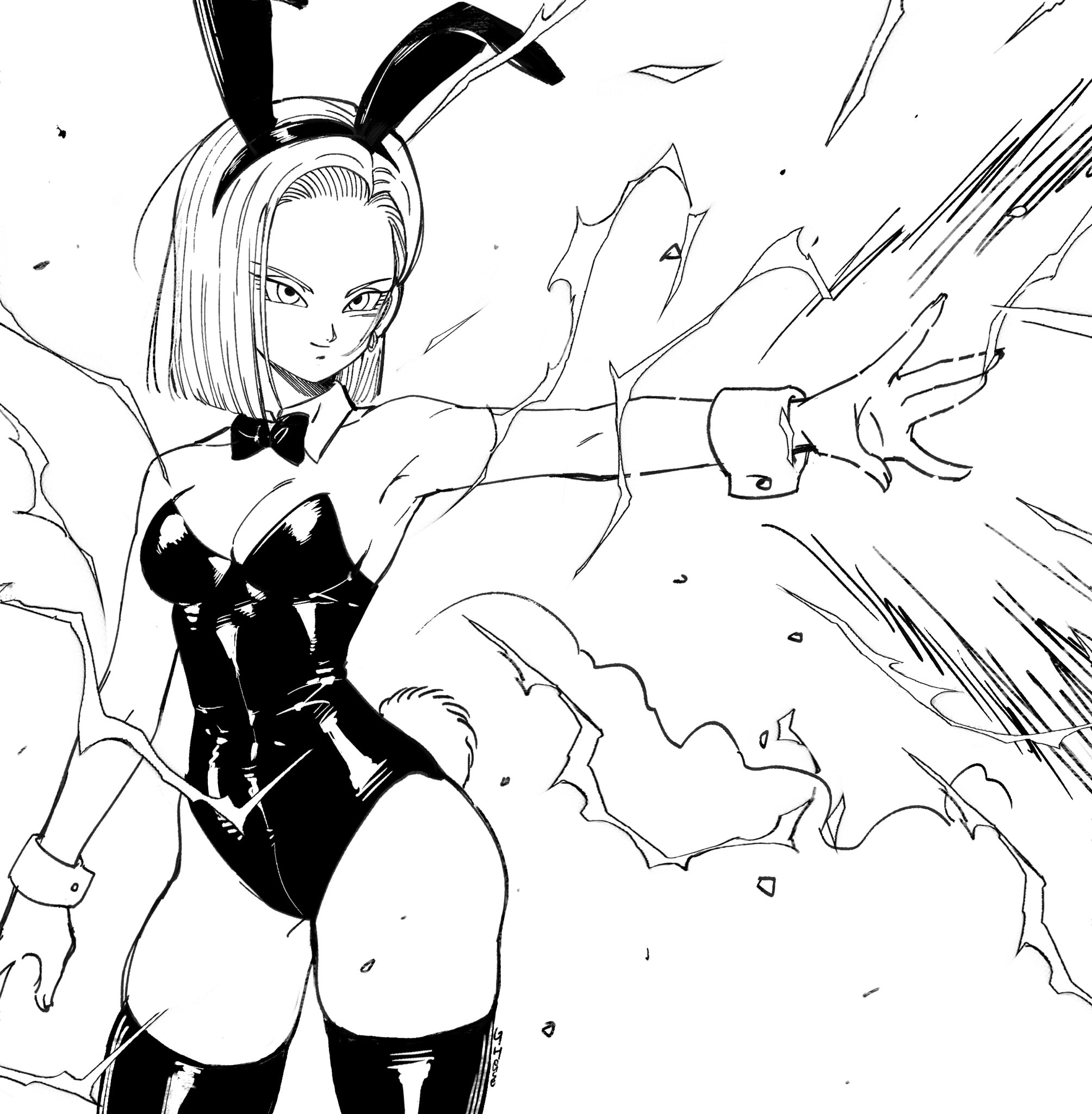 1girls, android, android 18, dragon ball, dragon ball z, ghouse