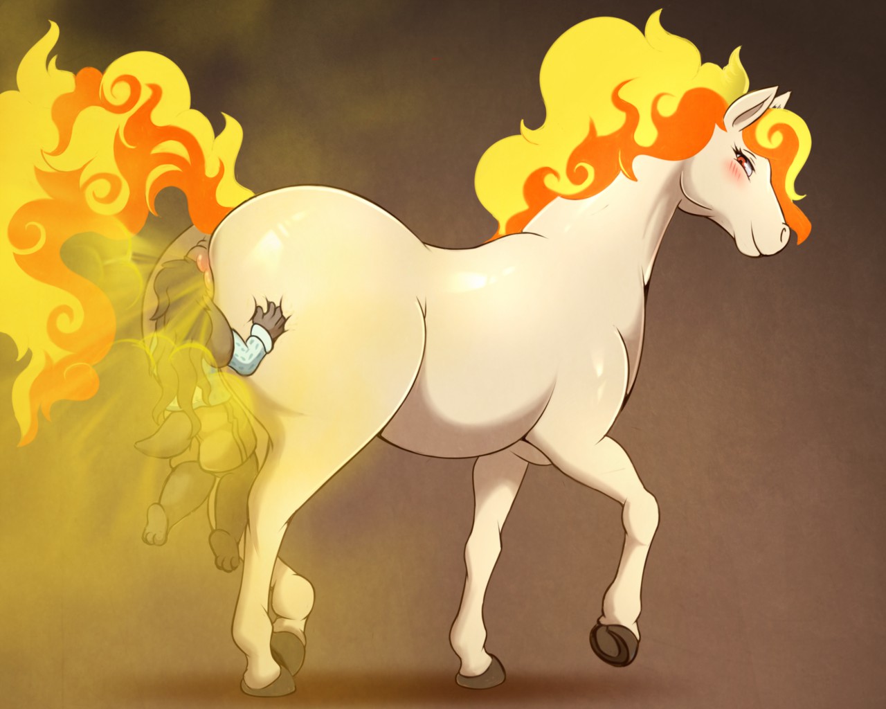 1boy, 1girls, 2017, 2d, 2d (artwork), 2d artwork, anus, aroused, ass, big ass, big butt, brap, bubble butt, chubby, chubby female, color, commission, enjoying farting, enjoying farts, eproctophillia, equine, face in ass, fart, fart cloud, fart fetish, farting in face, fat ass, female, female domination, female fart, female farting, femdom, feral, fiery hair, flatulance, furry, furry female, game freak, gassy, gassy ass, gassy female, generation 1 pokemon, giant female, horse, huge fart, larger female, looking at another, looking back, looking pleasured, male, mammal, mare, nintendo, passing gas, plump, plump ass, pokemon, pokemon (species), pudgy, pudgy belly, rapidash, red eyes, rikuaoshi, rimming, rimming female, ripping ass, size difference, smaller female, smile, squish, tail, video games