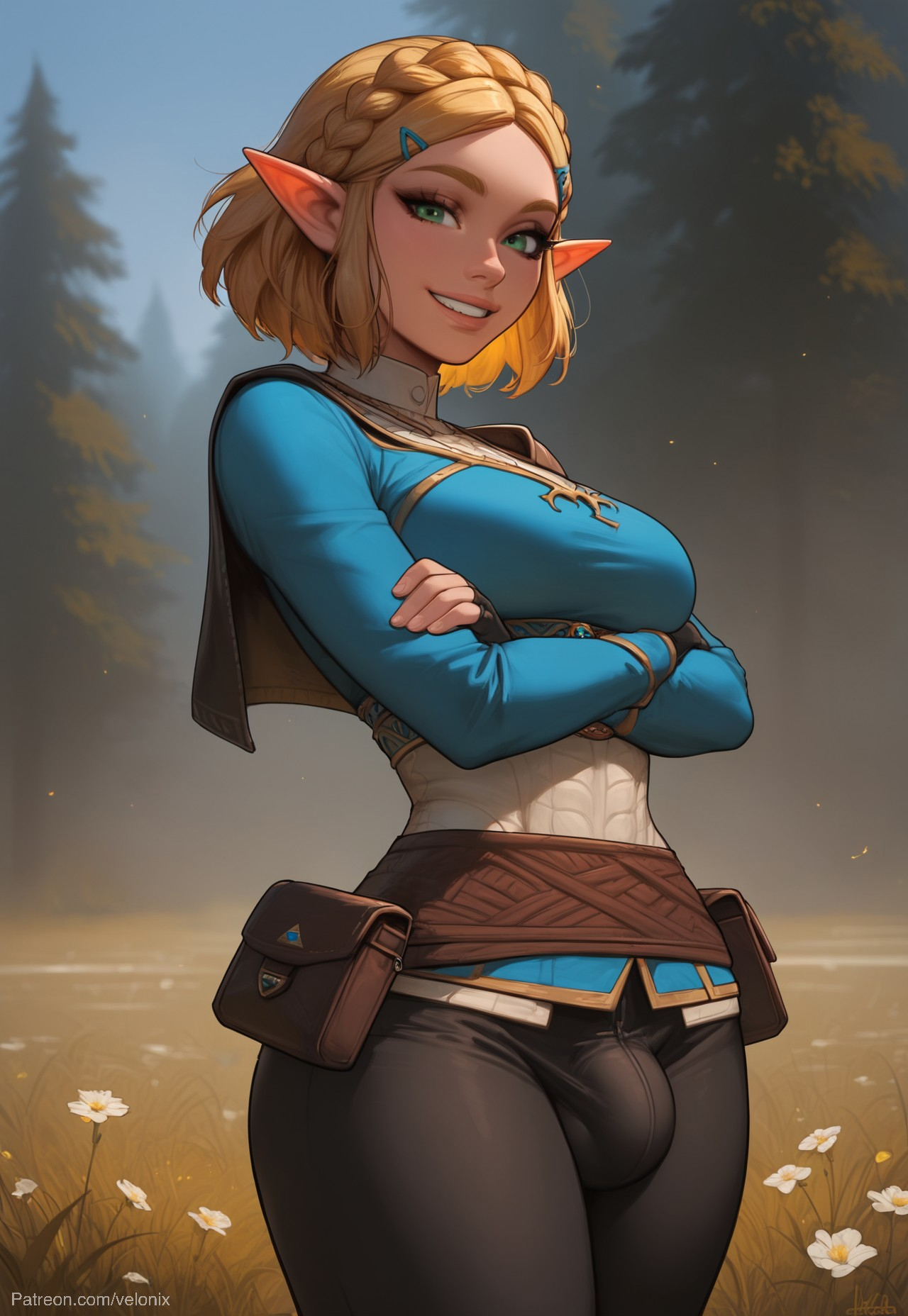 1futa, abs, ai generated, arms crossed under breasts, ass, balls, big ass, big breasts, big butt, big hips, big penis, blonde futa, blonde hair, braid, braided hair, breasts, cleavage, dick, dickgirl, elf ears, eyebrows, eyelashes, from below, futa only, futanari, green eyes, grin, grinning, grinning at viewer, hair, hair clip, hair clips, hair ornament, intersex, lips, long hair, looking at viewer, makeup, medium hair, narrow waist, narrowed eyes, nintendo, nose, nude, penis, princess zelda, seducing, seductive, seductive eyes, seductive gaze, seductive look, seductive mouth, seductive pose, seductive smile, short hair, sitting, smile, smile at viewer, smiley face, smooth balls, smooth penis, smooth skin, solo, solo dickgirl, solo focus, solo futa, taker pov, tears of the kingdom, testicles, the legend of zelda, velonix, yellow hair, zelda (tears of the kingdom)
