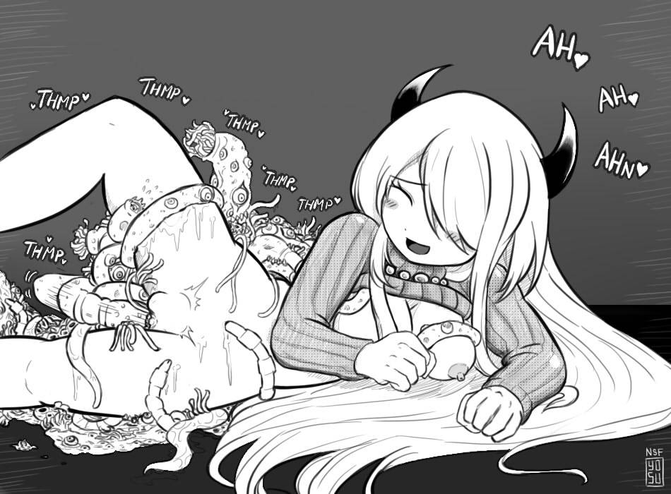 chishibuki funamusea large_breasts monochrome nsfyosu obsolete_dream tentacles