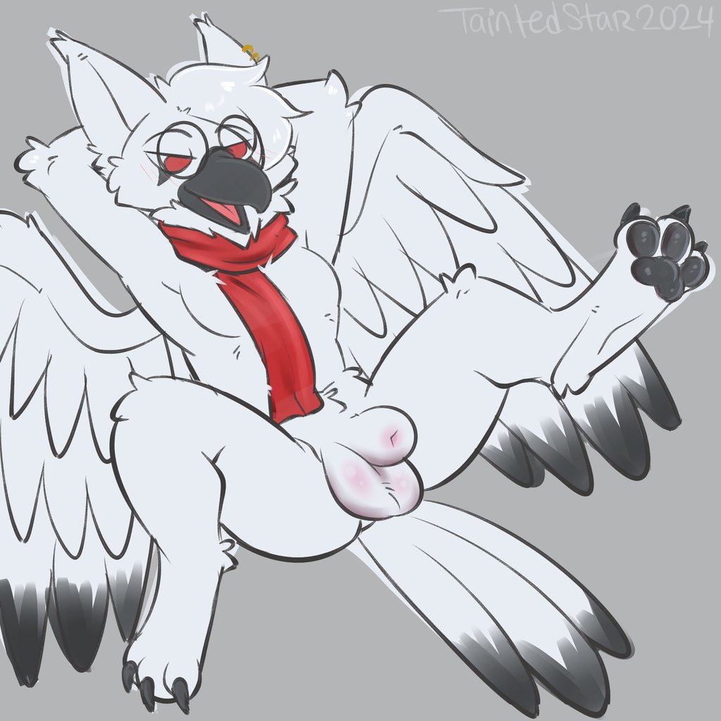 animal_genitalia anthro avian basilthecrow bird corvid corvus_(genus) crow crowgryphon genitals male oscine passerine presenting sheath solo taintedstar wings