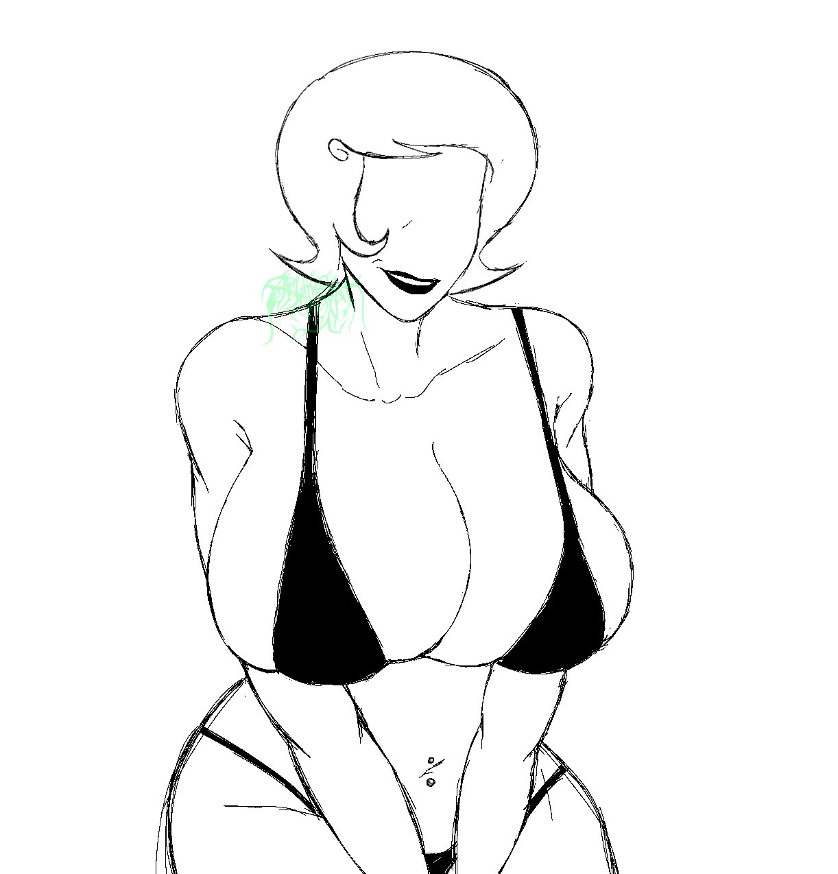 1girls, belly piercing, big breasts, black lipstick, breasts, dietteacola, female, female focus, female only, homestuck, mom lalonde, ms paint adventures, piercing, roxy lalonde, solo, solo female, solo focus, white hair, white skin