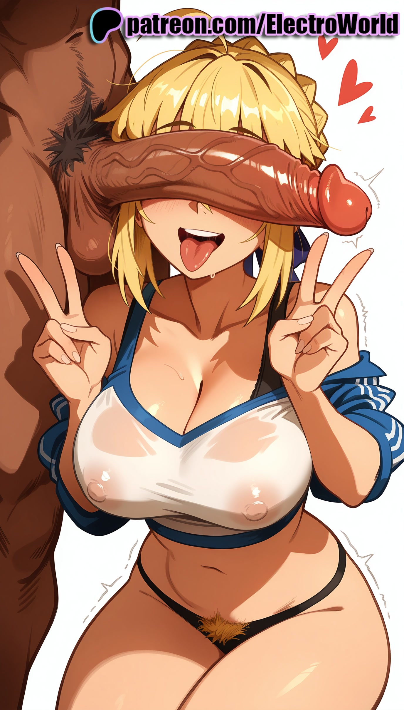 1boy, 1girls, 2025, ai generated, artist name, artoria pendragon, balls, big breasts, big chest, breasts, bust, busty, chest, cleavage, cock, covered nipples, dark skin, dark-skinned male, dick, double v, electroworld, erection, excessive pubic hair, exposed nipples, fate (series), fate/grand order, fate/stay night, female, female pubic hair, heart, hi res, high quality, high resolution, highres, huge cock, interracial, large breasts, large penis, male, male pubic hair, mismatched pubic hair, navel hair, nipples, nipples outside, patreon, patreon username, penis, penis awe, penis on face, precum, pubic hair, saber, see-through, stable diffusion, straight, stray pubic hair, testicles, tongue, tongue out, trembling, twitching penis, uncensored, v, w, watermark, wet, wet clothes, wet shirt