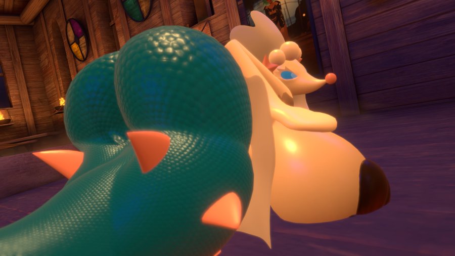 3d anthro furry huge_ass huge_breasts laying_down laying_on_stomach looking_back lying lying_down pokemon pokemon_(species) primarina sloppydragons tagme vrchat