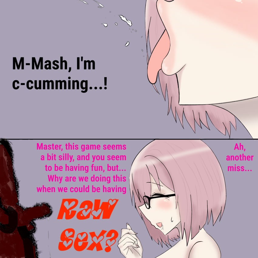about_to_suck african_male dark-skinned_male dark_skin dark_skinned_penis edit edited european_female fate/grand_order giggle light-skinned_female light_purple_hair light_skin mash_kyrielight small_penis small_penis_adoration tongue_out