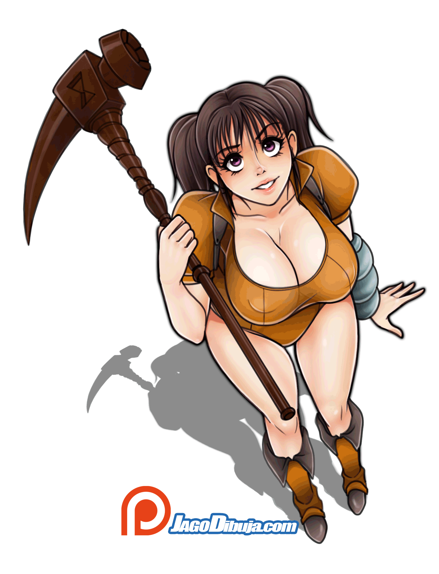 animated, big breasts, breasts, diane (nanatsu no taizai), female, gif, hammer, holding weapon, jago dibuja, nanatsu no taizai, purple eyes