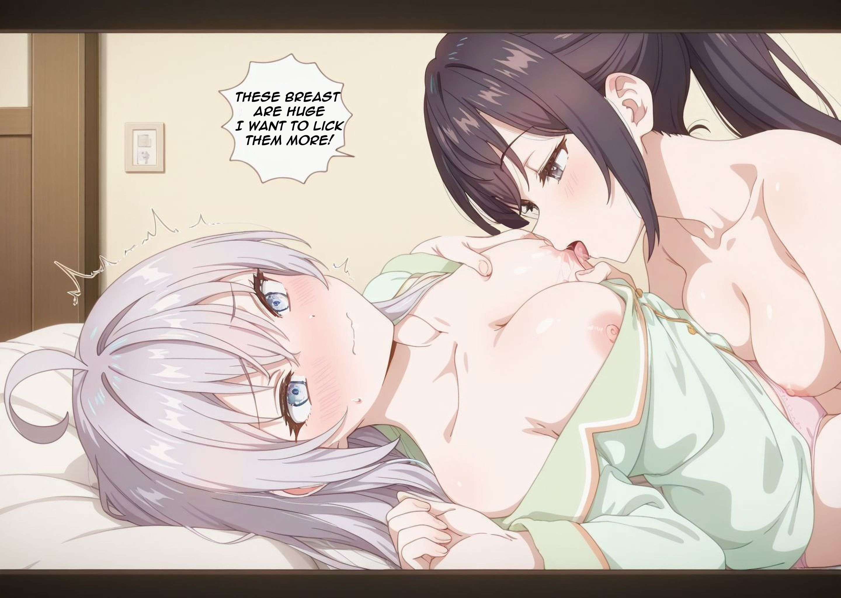 2girls, ai generated, alisa mikhailovna kujou, english text, female, female only, lovehuwu, russian, sex, suou yuki, text, tokidoki bosotto russian de dereru tonari no alya-san, yuri