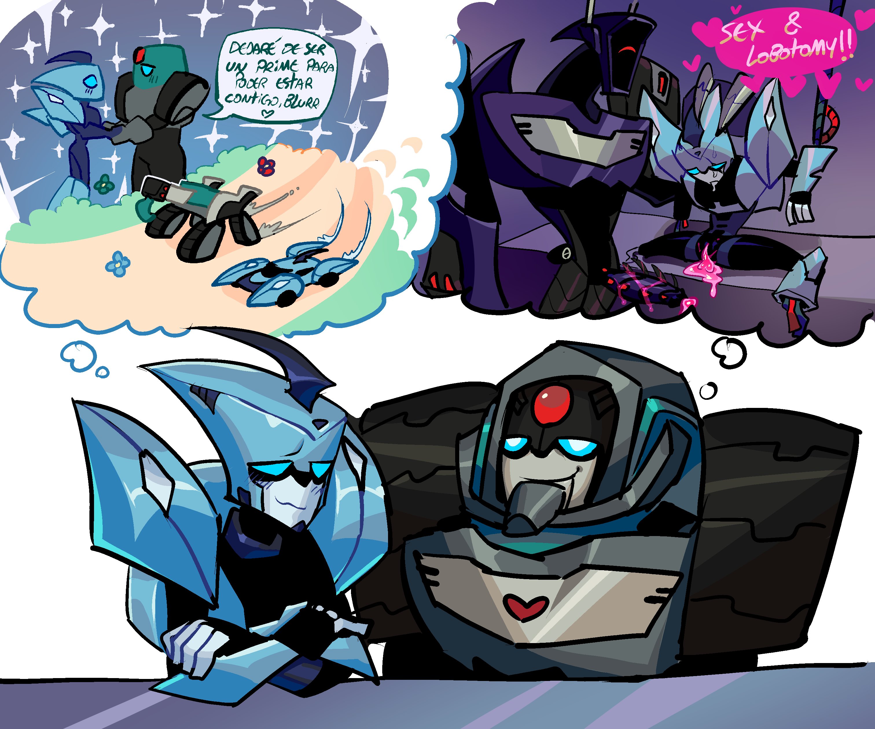 blurr, blush lines, cuckold, cum, cum dripping out of pussy, cum in pussy, cum inside, cuntboy, dubcon, flanco, gay, imagination, intersex, longarm prime, male, non-human penis, penis, pink cum, pussy, robot, shockwave (transformers), trans man, transformers, transformers animated
