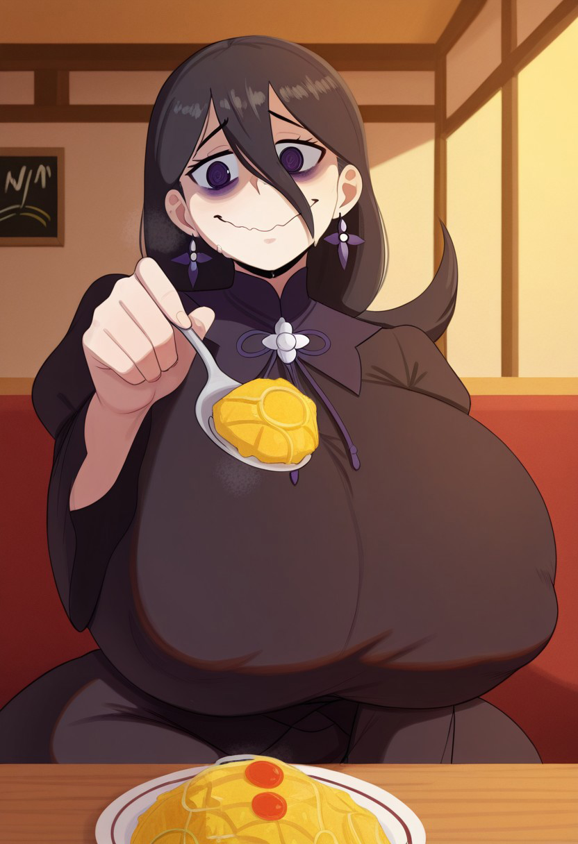 1girls ai_generated big_breasts black_dress black_hair blush blushing_female breasts clothing dress ear_piercing earrings erect_nipples eva_gen_ai18 feeding female female_only food fully_clothed game_freak hair half-closed_eyes hex_maniac hex_maniac_(z-a) huge_breasts large_breasts lips long_hair looking_at_viewer massive_breasts mature mature_female nintendo nipple_bulge npc_trainer pointy_nipples pokemon pokemon_legends:_z-a pov purple_eyes restaurant sitting solo solo_female thin_waist,