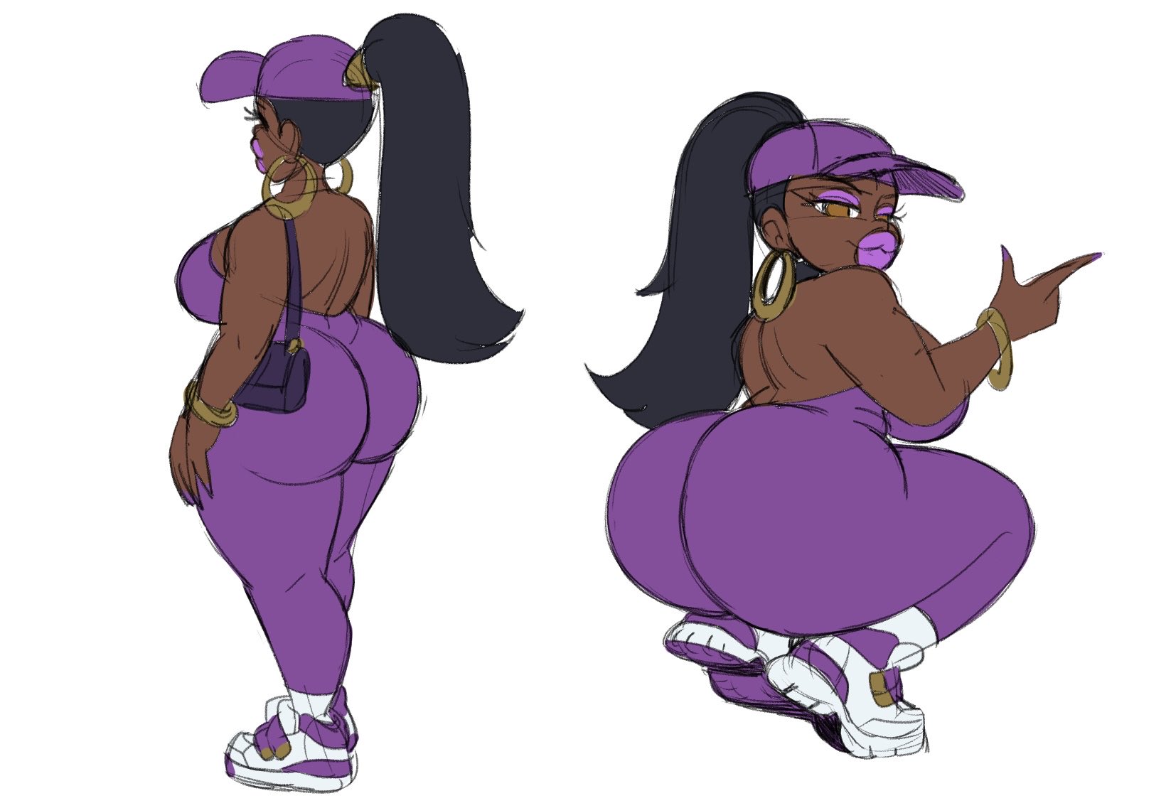 booty, dark-skinned female, ebony, female, leah (omegasunburst), oc, omegasunburst, original, original character, presenting ass, seduction techniques, voluptuous female