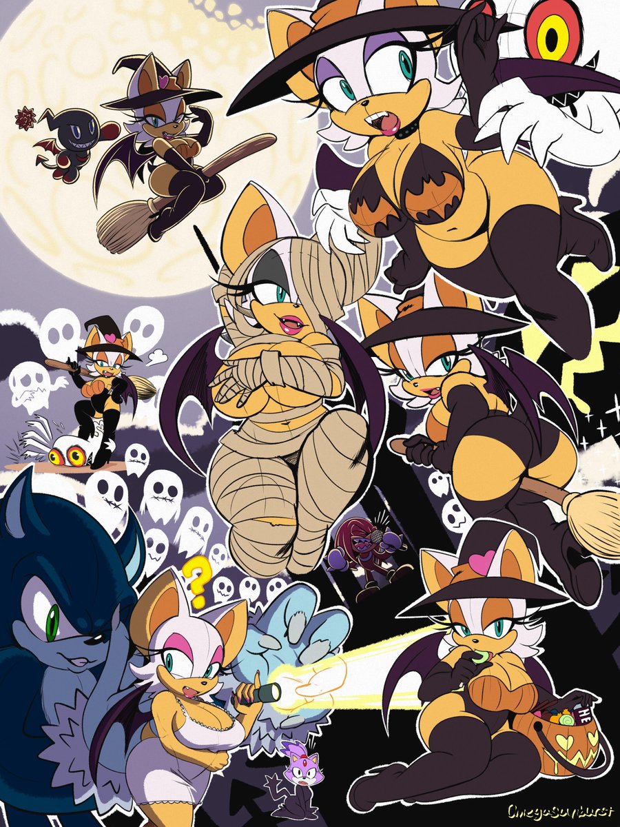 2025, female, halloween, omegasunburst, rouge the bat, sega, sexy, sonic (series), voluptuous female