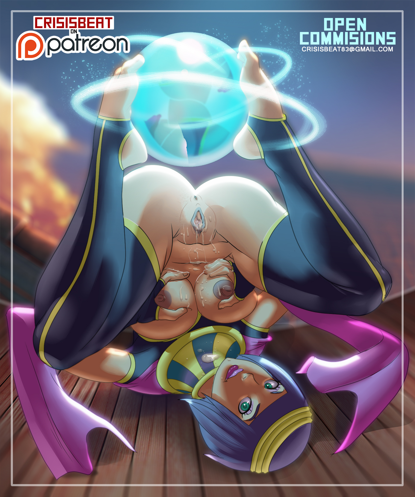 1girls, anus, areola, bob cut, breast grab, breasts, busty, capcom, cleavage, crisisbeat, dark skin, dark-skinned female, egyptian, female, female only, looking at viewer, menat (street fighter), nipples, pussy, short hair, solo, street fighter, street fighter v, thighhighs, voluptuous