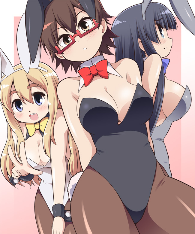 3girls, bunny suit, female, k-on!, mio akiyama (k-on!), nodoka manabe (k-on!), serebi ryousangata, tsumugi kotobuki (k-on!)