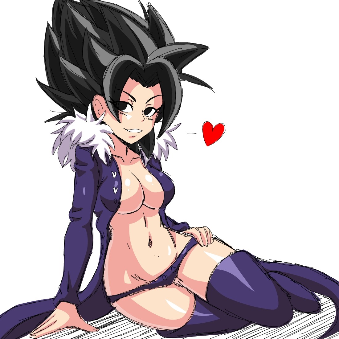 1girls, black eyes, black hair, black-haired female, breasts, caulifla, cosplay, dragon ball, dragon ball super, female, female only, lewdamone, light skin, light-skinned female, long hair, merlin (nanatsu no taizai) (cosplay), nanatsu no taizai, solo, solo female, spiky hair, thighhigh boots, thighhighs