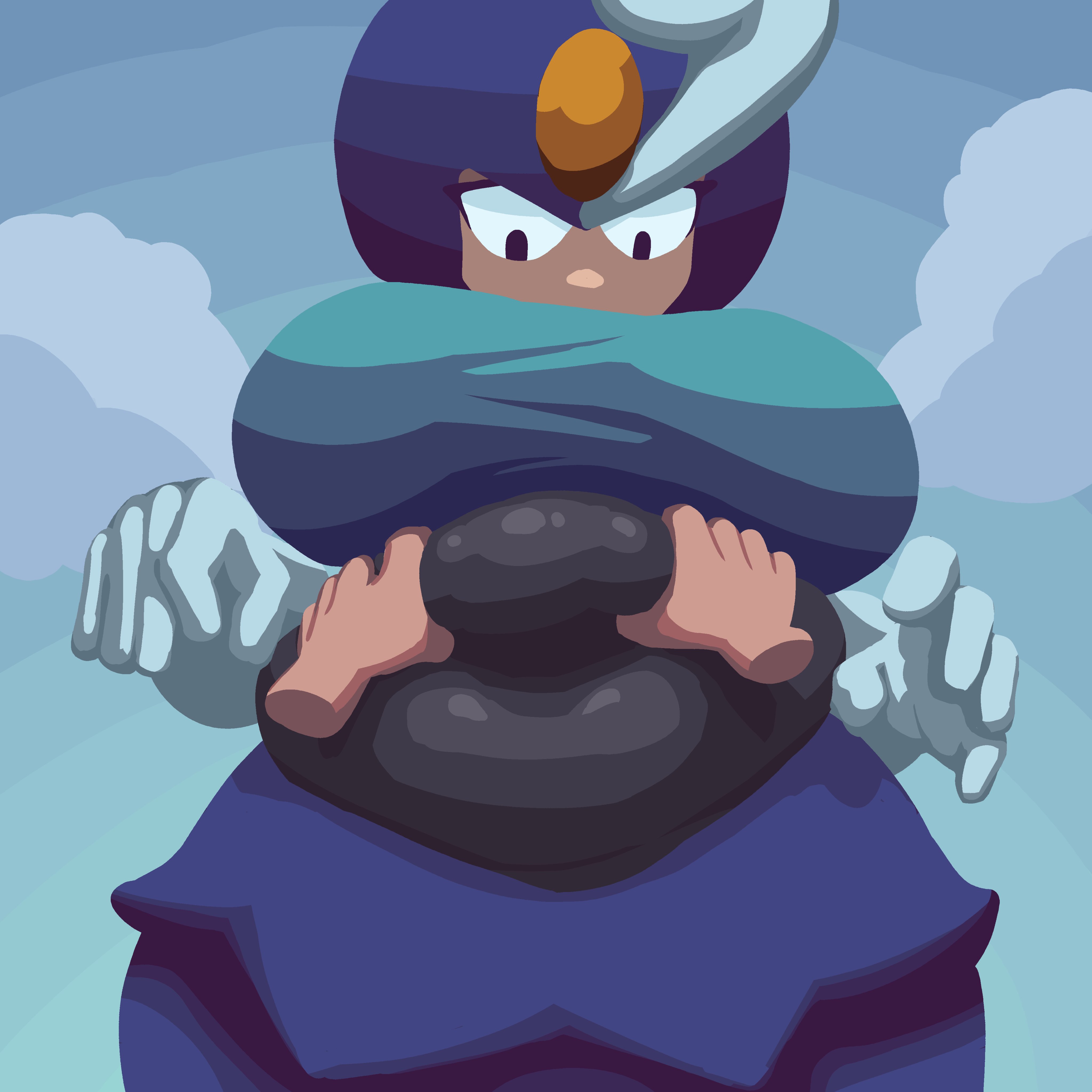 1girls, belly, breasts, capcom, chubby, chubby female, fat, female, female focus, female only, grabbing belly, helmet, large breasts, mega man, mega man (classic), merfolk, mermaid, paperbagnsfw, robot, robot girl, splash woman, stomach
