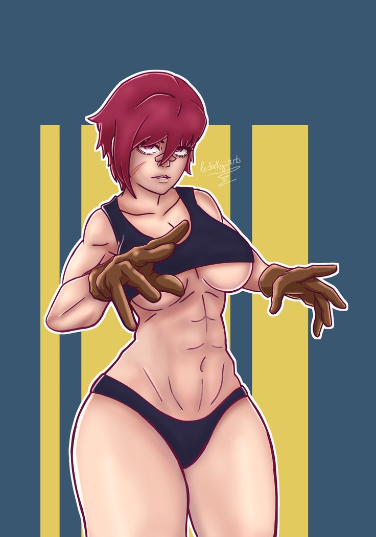 big_ass big_breasts emo goth_girl gym gym_shorts leduckyarts muscle_girl muscular muscular_female original_character pink_hair workout