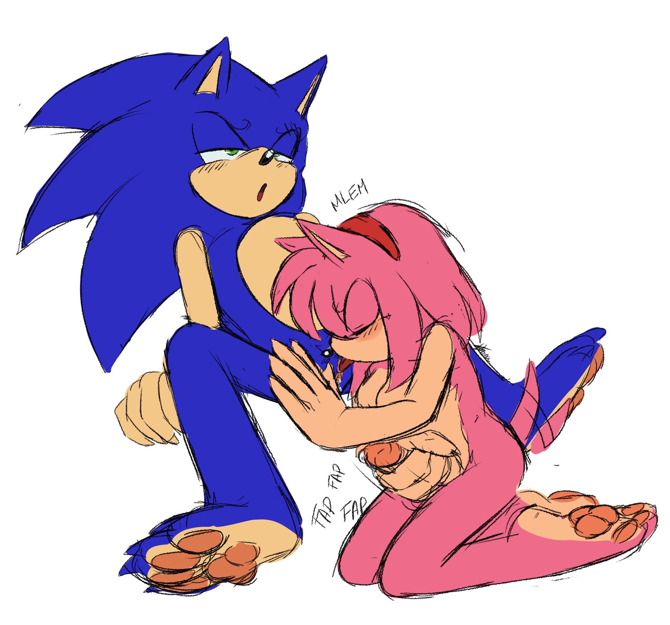 amy rose, anthro, balls, barefoot, cunnilingus, cuntboy, furry, futanari, hairband, intersex, jerkingoff, kneeling, nude, pawpads, paws, penis, pussy, sega, sonic (series), sonic the hedgehog, sonic the hedgehog (series), tail, tailwag, trans man, trans woman, transfem, transmasc, wsora