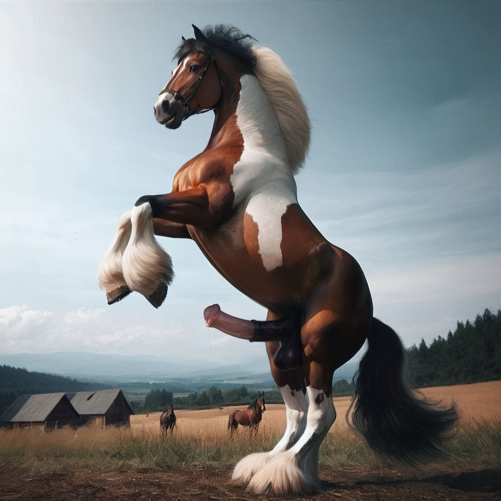 ai ai_generated animal_genitalia animal_penis balls bing_image_creator detailed detailed_background detailed_fur equid equine equine_genitalia equine_penis farm feral field genitals grass horse male mammal penis plant realistic_feral solo stable_diffusion standing