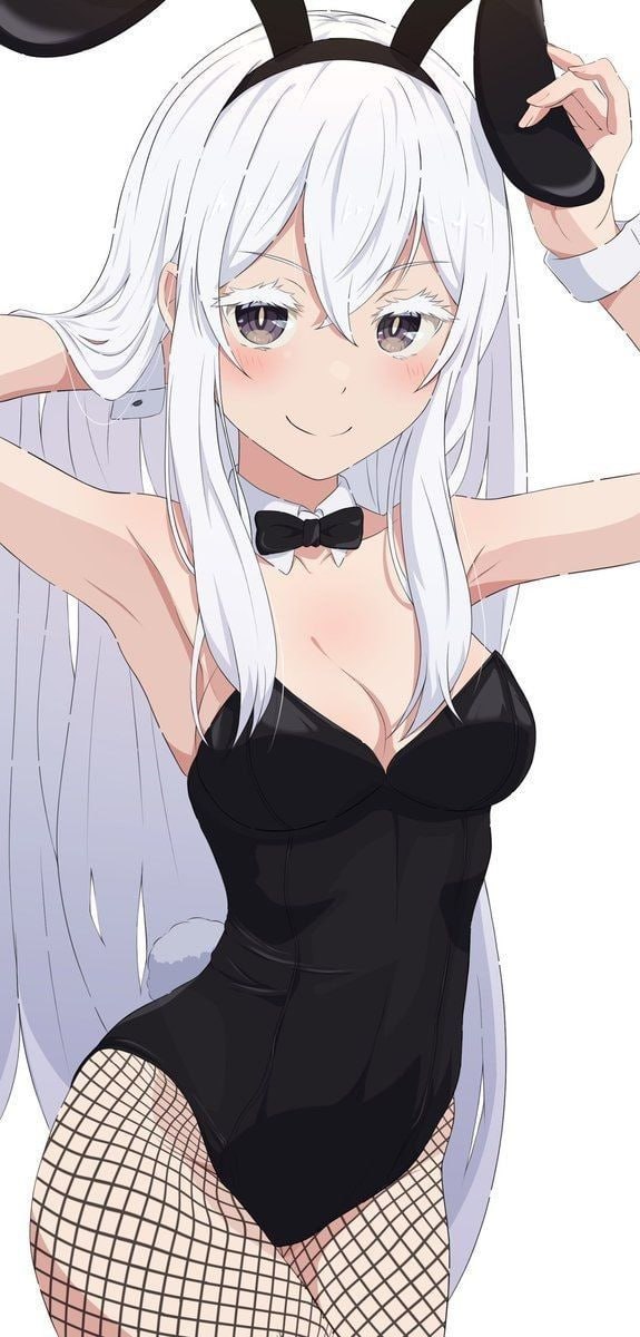 1girls, ai generated, bunny ears, bunnysuit, echidna (re:zero), female, fishnets, re:zero kara hajimeru isekai seikatsu, smile, solo