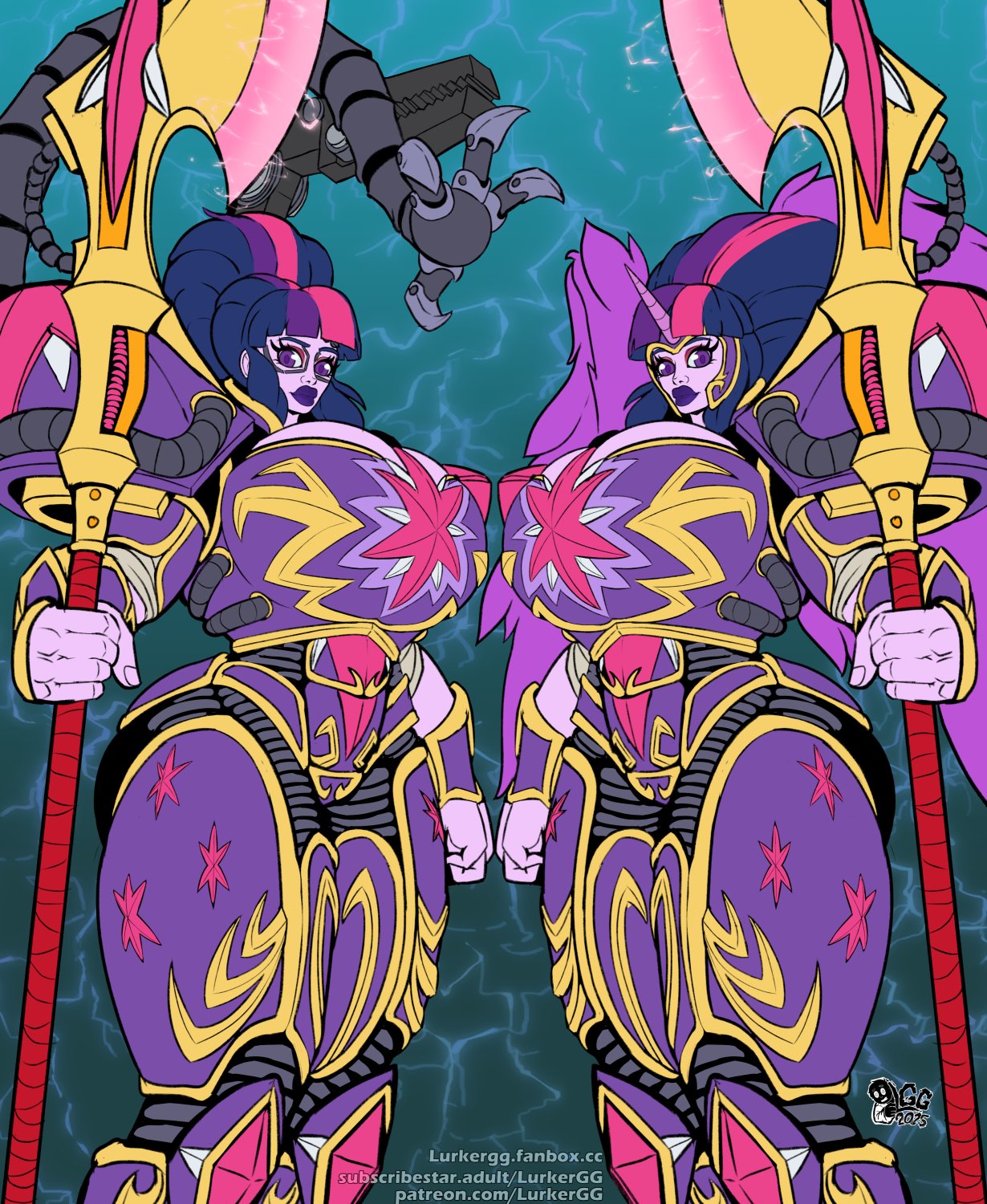 2girls, ass, big ass, big breasts, big thighs, bimbo, breasts, bust, busty, chest, crossover, curvaceous, curvy, curvy figure, digital media (artwork), equestria girls, female, friendship is magic, hips, hourglass figure, huge ass, huge breasts, huge thighs, humanoid, large ass, large breasts, large thighs, legs, lurkergg, mature, mature female, my little pony, original, original character, patreon url, primarch, sci-twi, slim waist, subscribestar url, thick, thick hips, thick legs, thick thighs, thighs, twilight sparkle (mlp), twins, url, voluptuous, waist, warhammer (franchise), warhammer 40k, wide hips, wide thighs